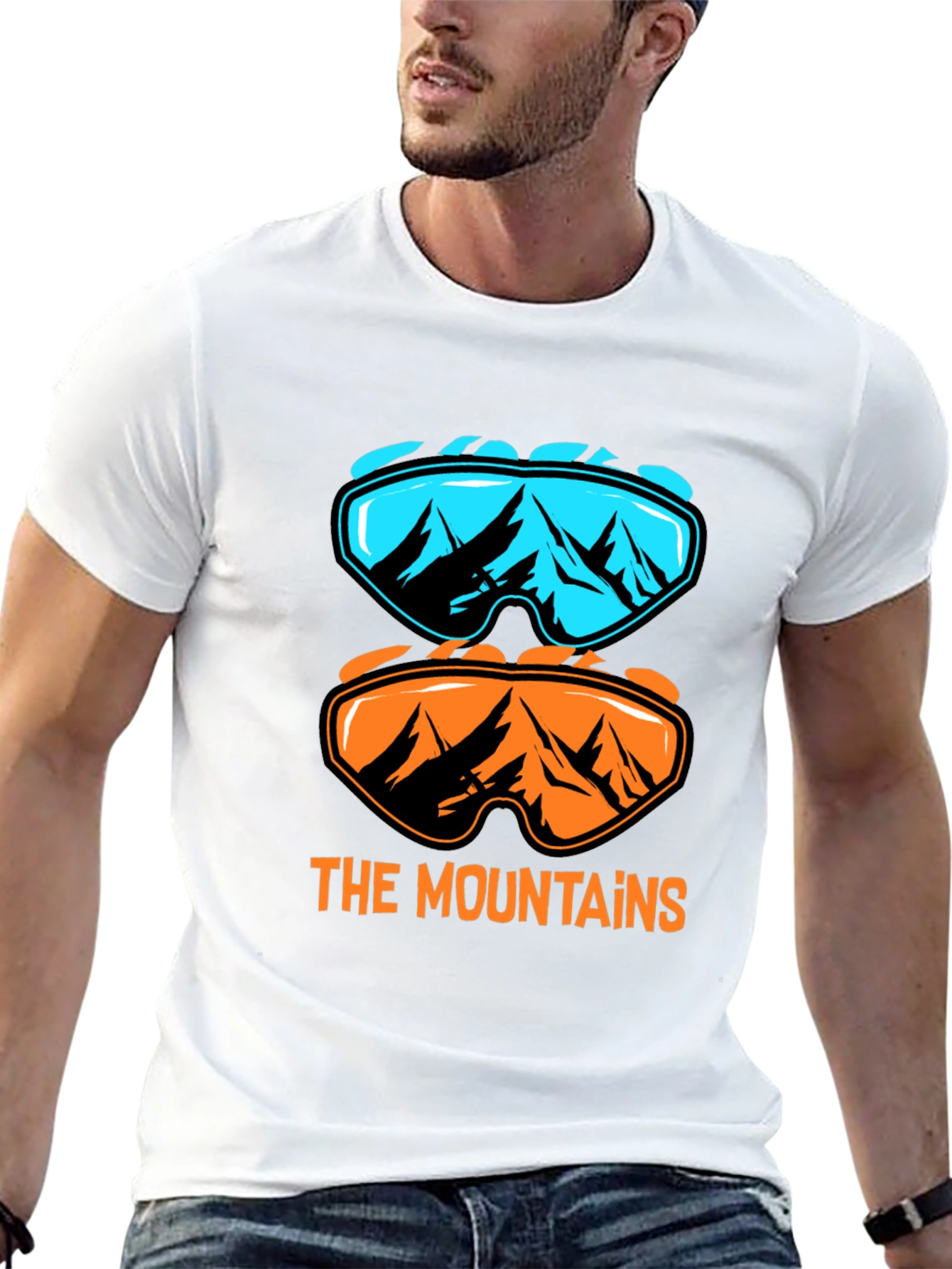 Mountains Graphic Tee - Ski Goggles Design T-Shirt