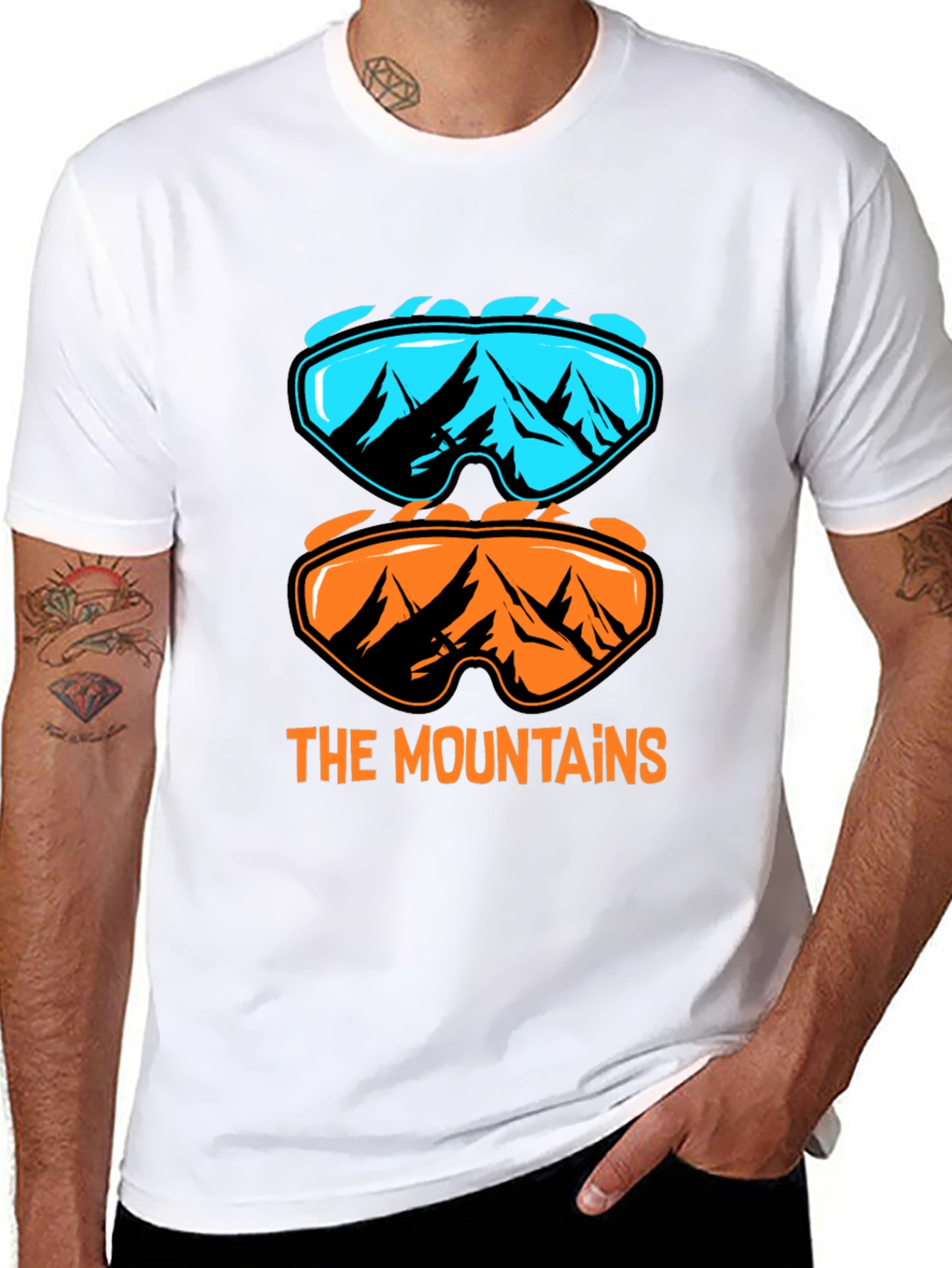 Mountains Graphic Tee - Ski Goggles Design T-Shirt