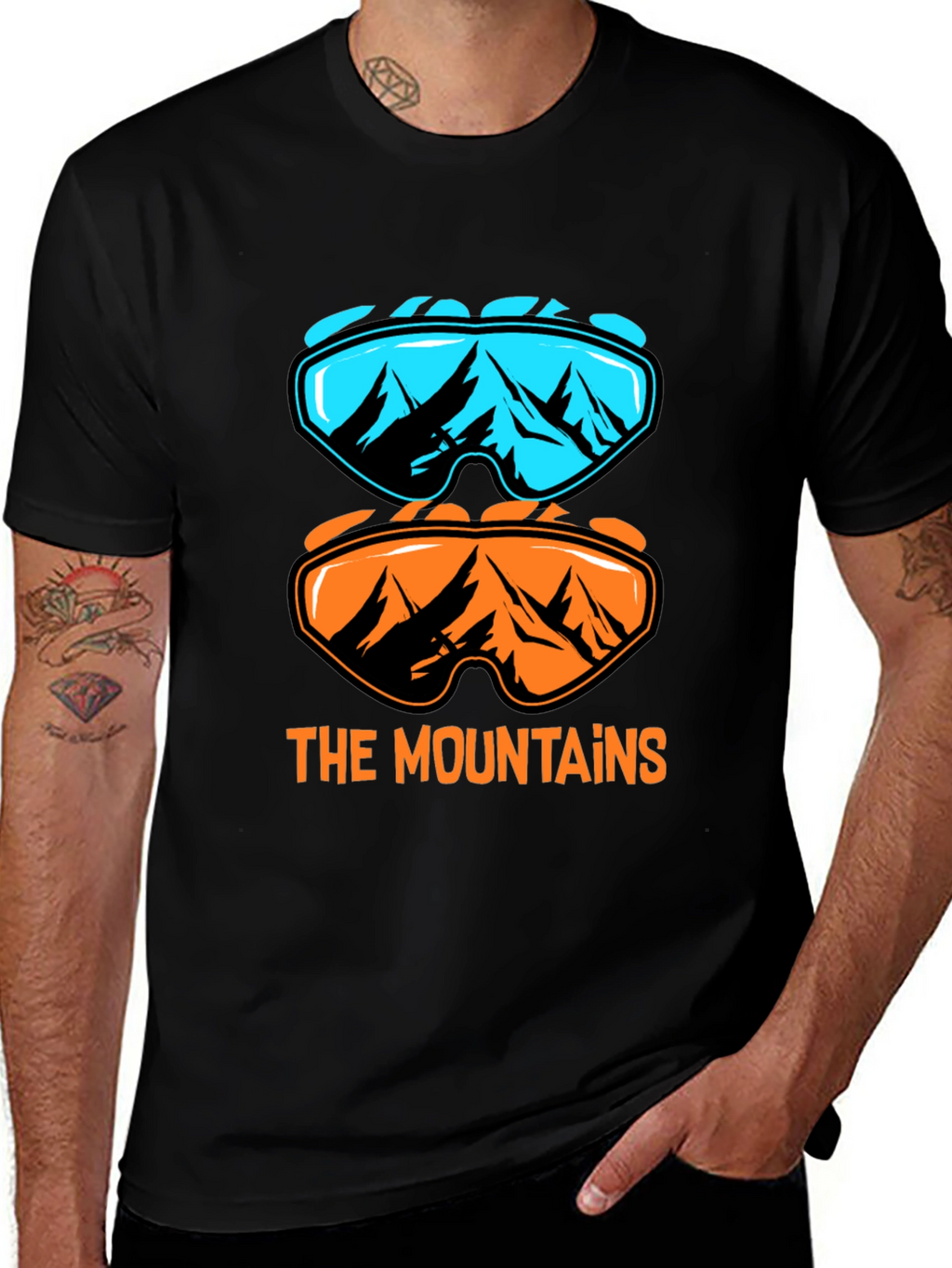 Mountains Graphic Tee - Ski Goggles Design T-Shirt