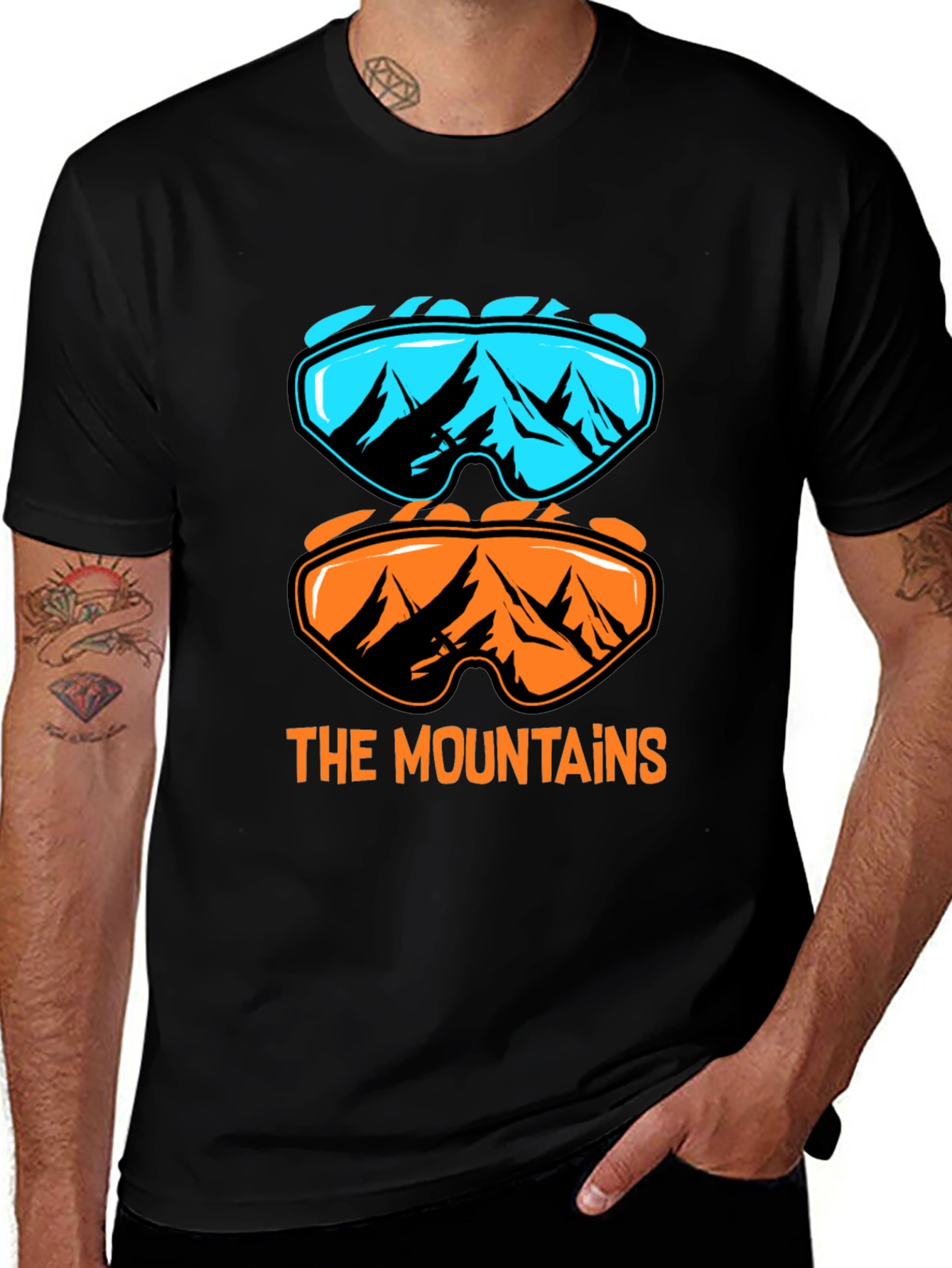 Mountains Graphic Tee - Ski Goggles Design T-Shirt