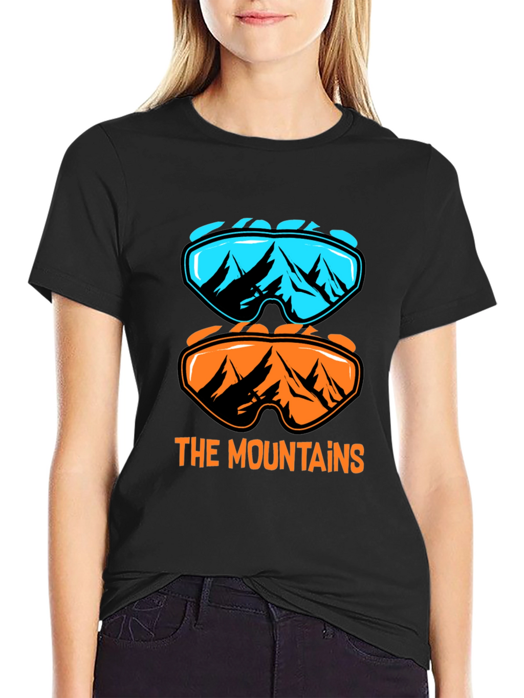 Mountains Graphic Tee - Ski Goggles Design T-Shirt