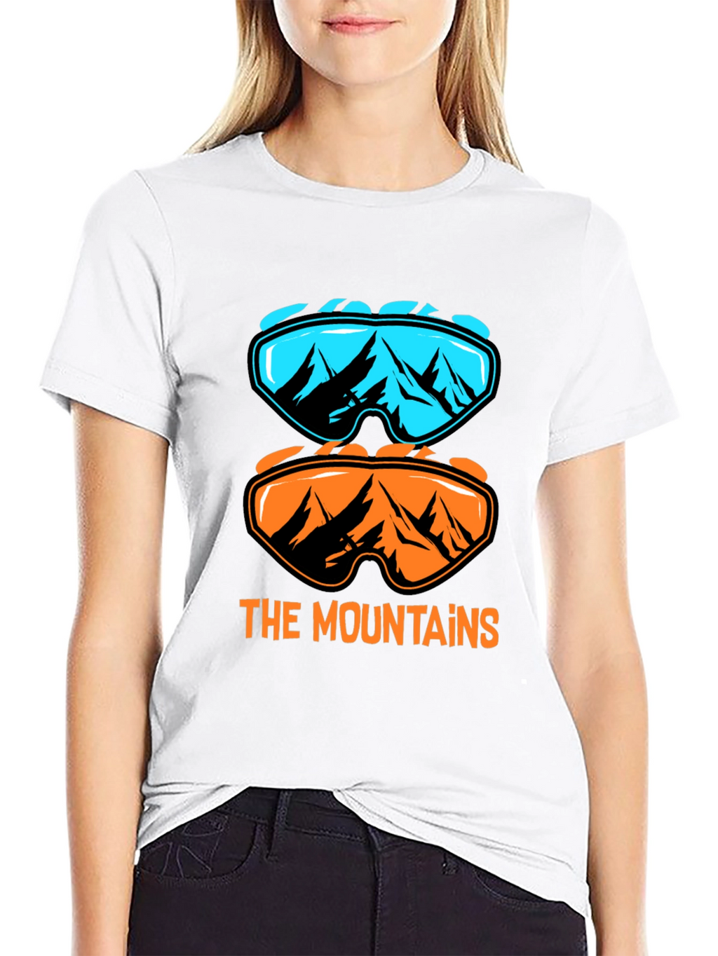 Mountains Graphic Tee - Ski Goggles Design T-Shirt