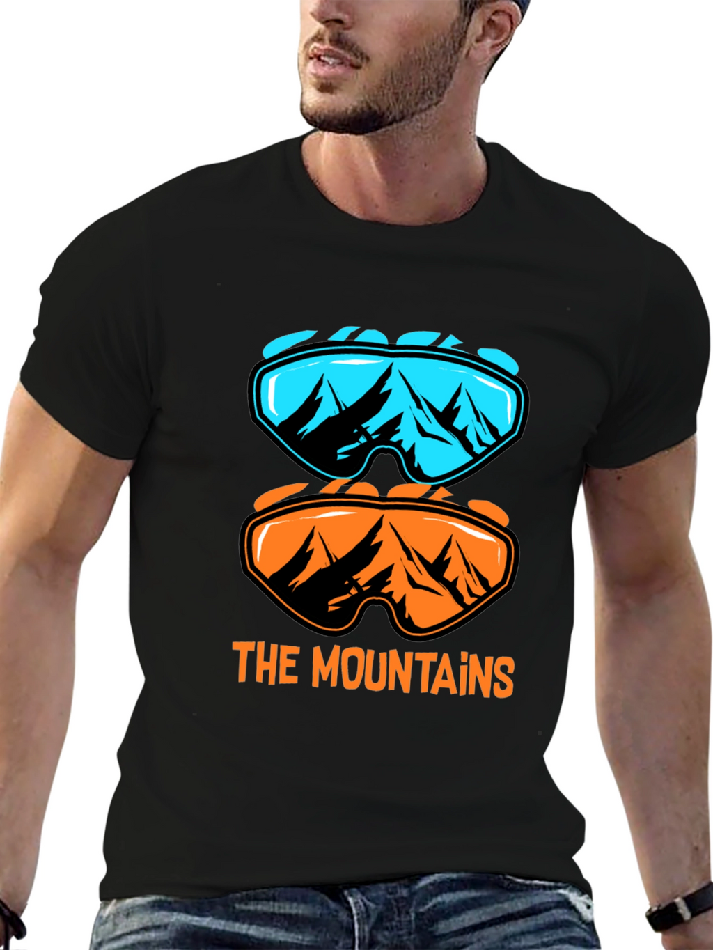 Mountains Graphic Tee - Ski Goggles Design T-Shirt