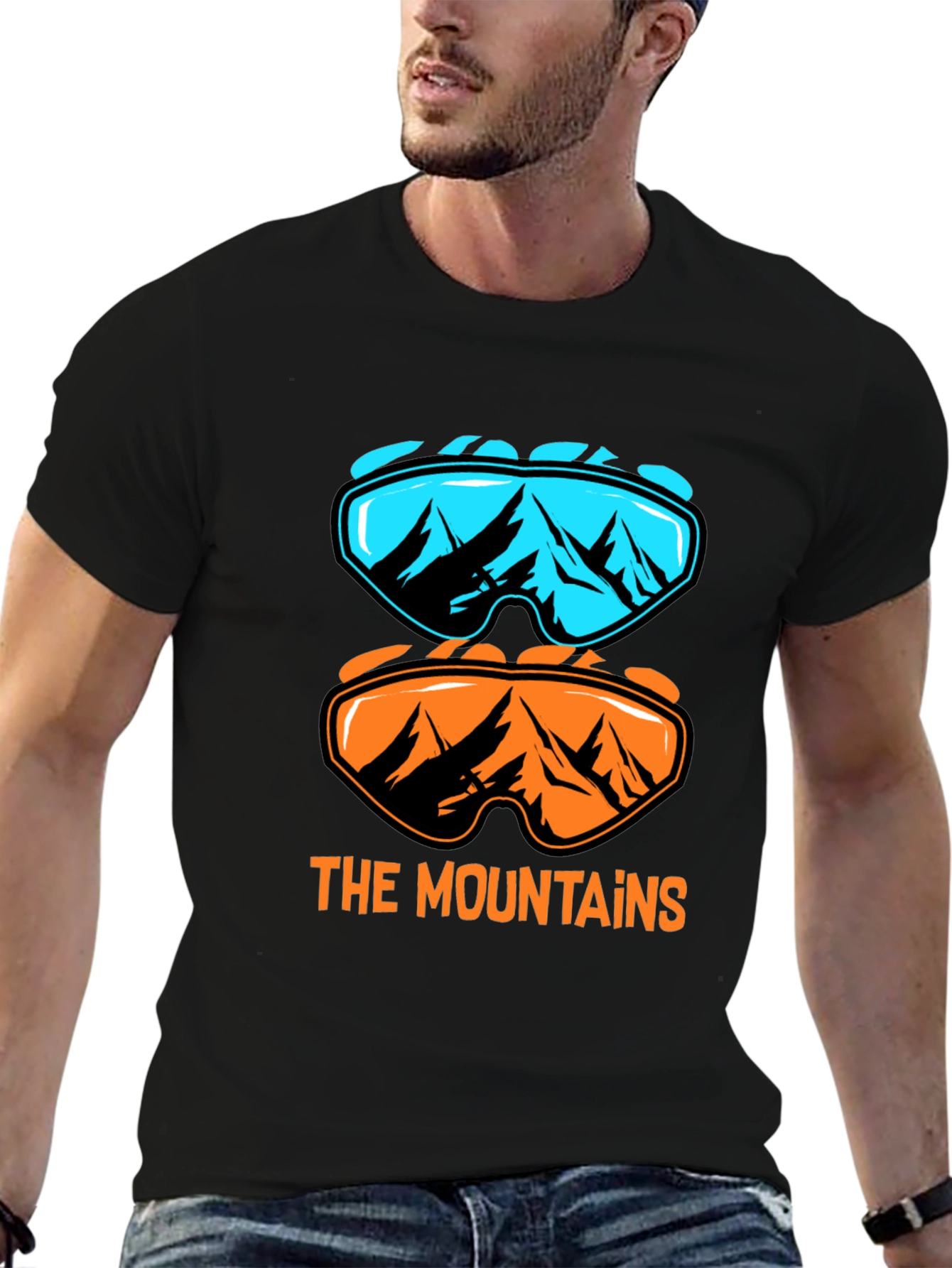 Mountains Graphic Tee - Ski Goggles Design T-Shirt