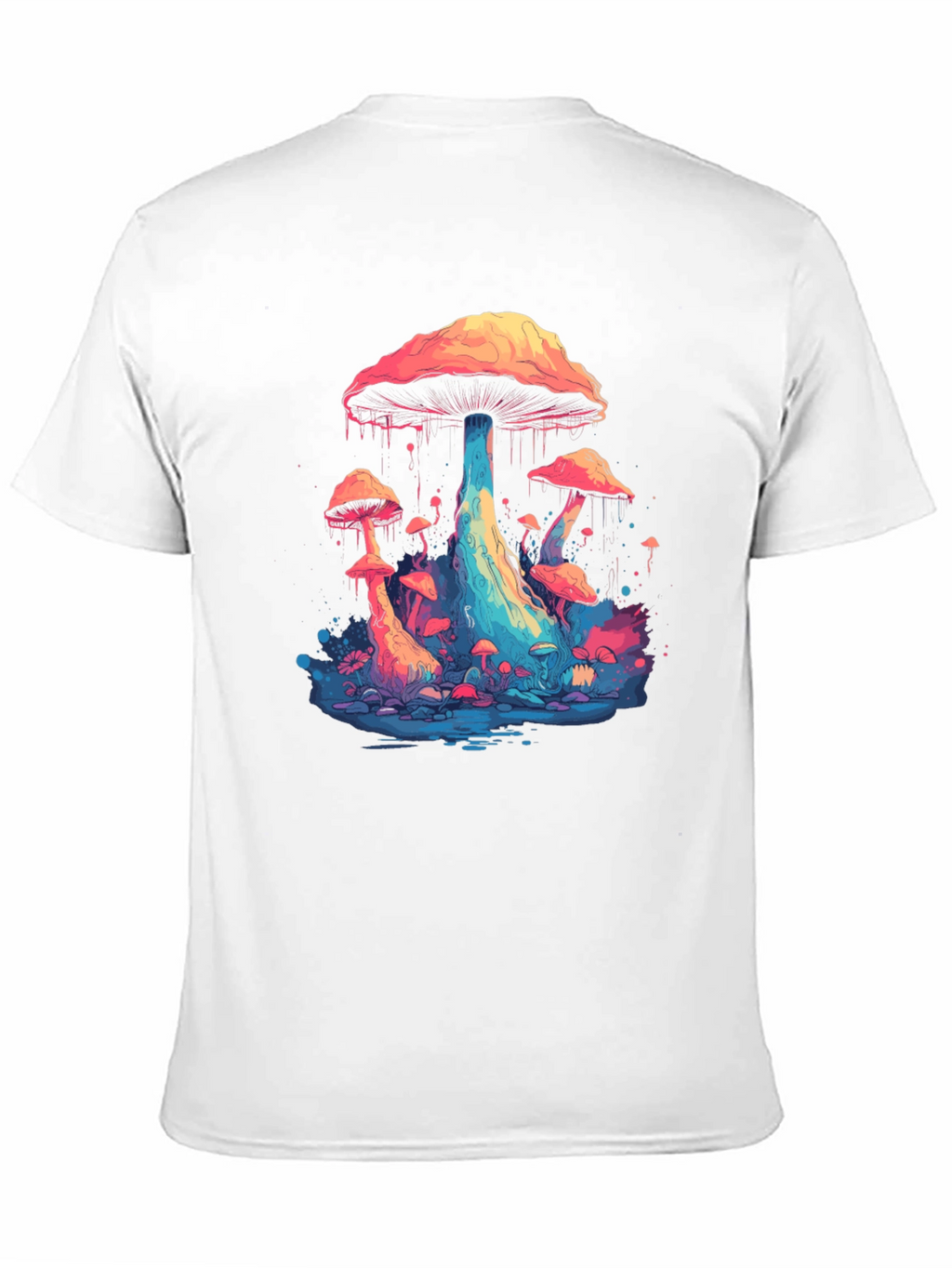 Psychedelic Mushroom Graphic Tee - Black Cotton Blend