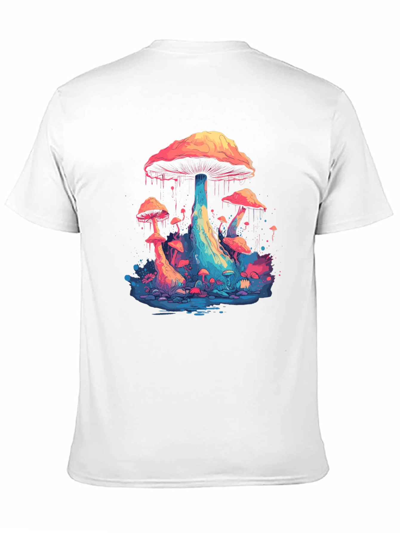 Psychedelic Mushroom Graphic Tee - Black Cotton Blend