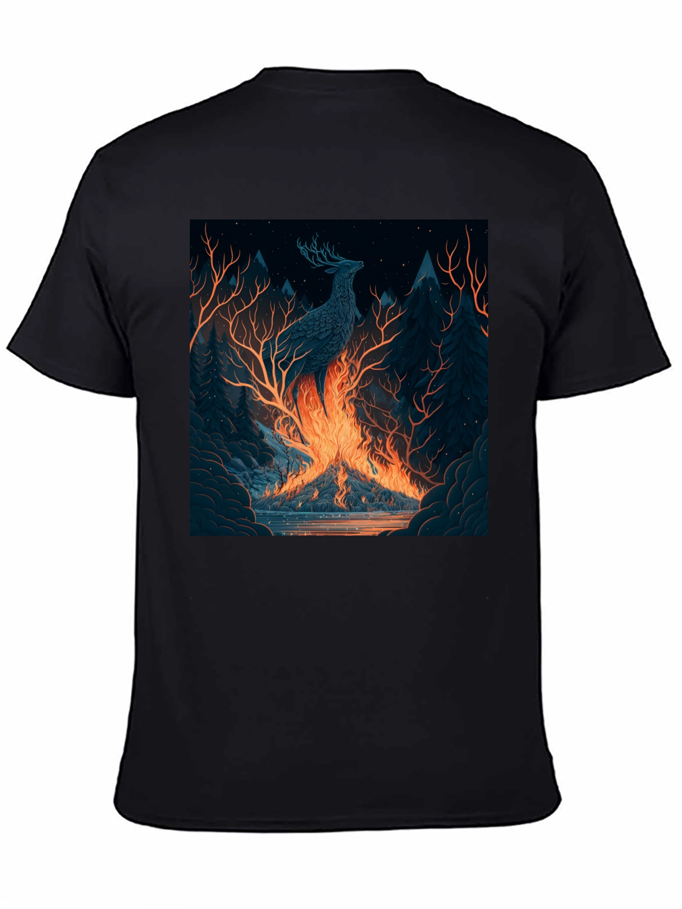 Mystic Stag Fire Forest Graphic Tee