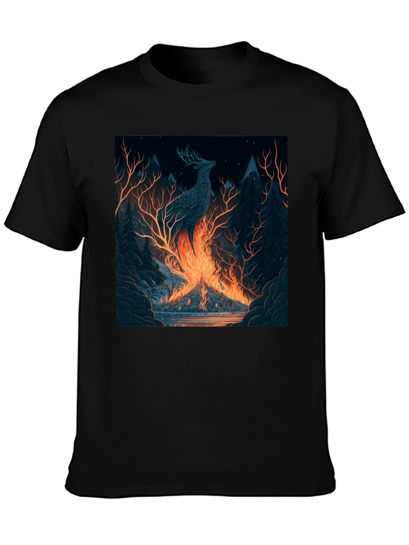 Mystic Stag Fire Forest Graphic Tee