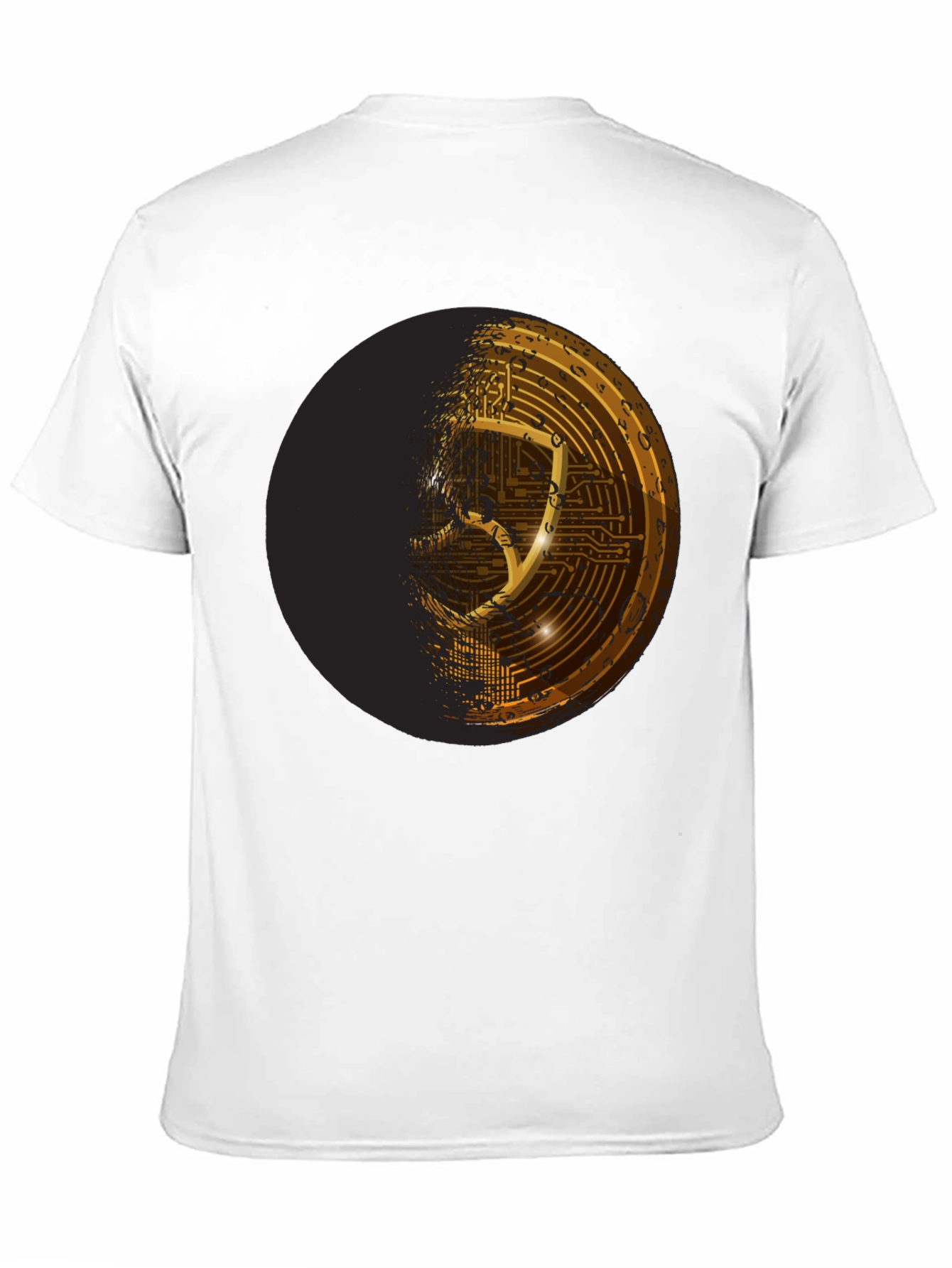 Cyber Shield Black T-Shirt - Futuristic Design
