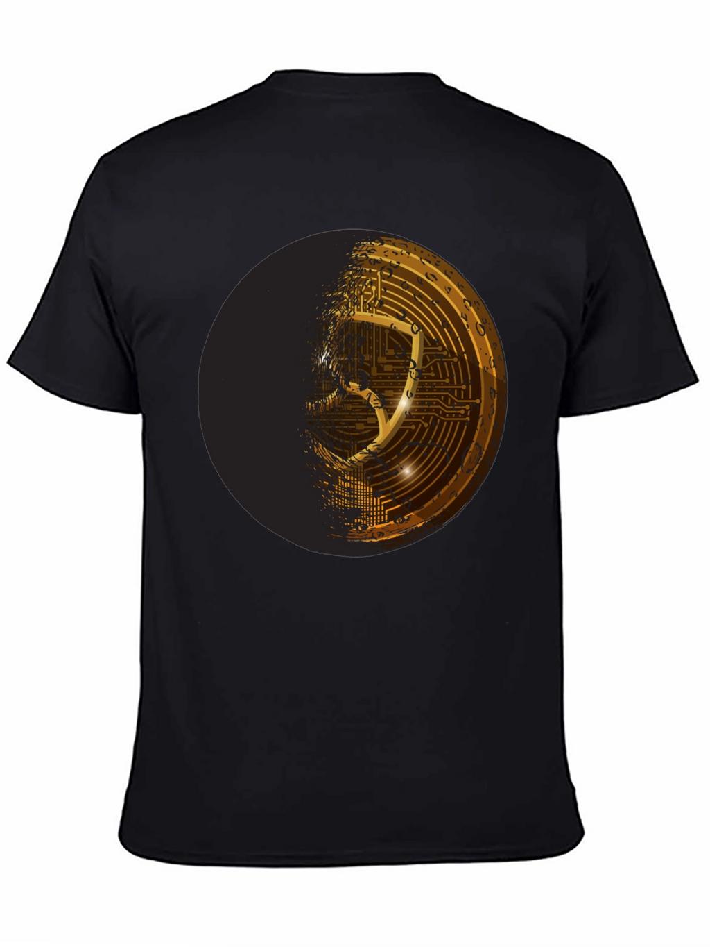 Cyber Shield Black T-Shirt - Futuristic Design