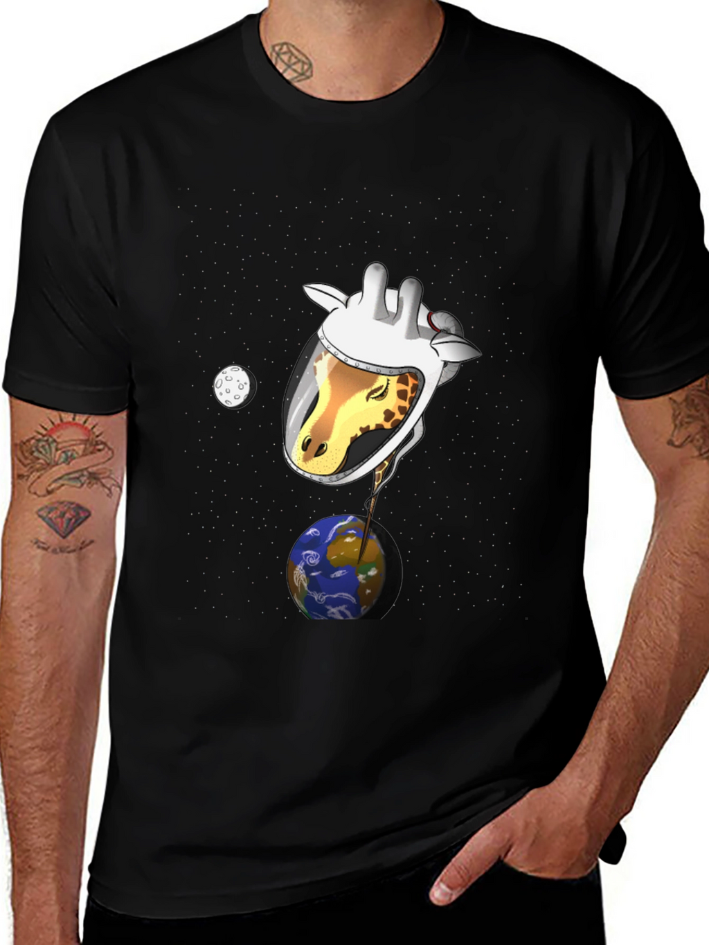 Giraffe Astronaut Graphic T-Shirt