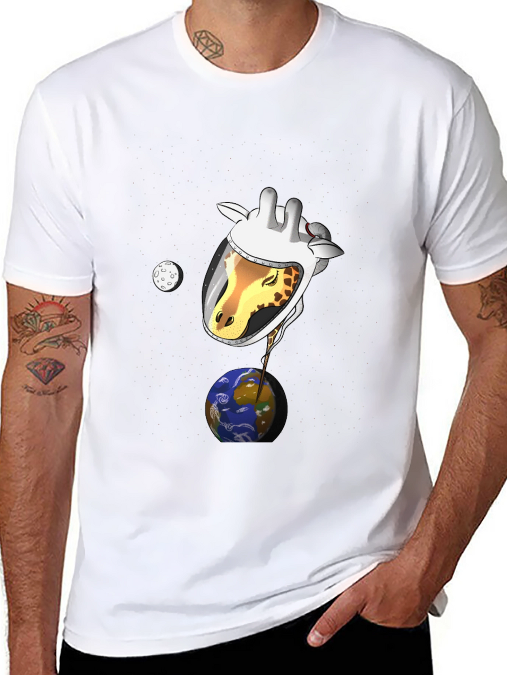 Giraffe Astronaut Graphic T-Shirt