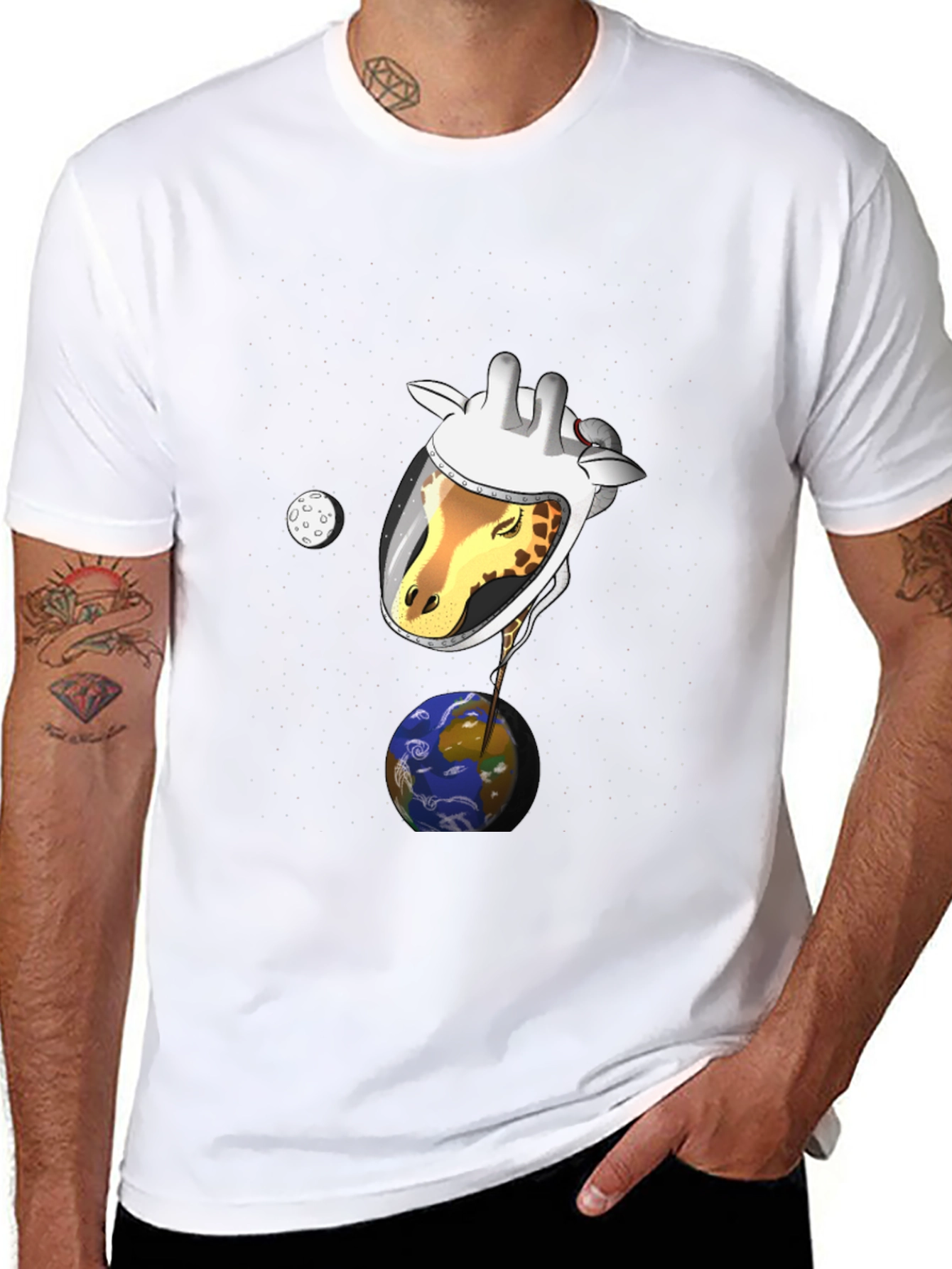Giraffe Astronaut Graphic T-Shirt