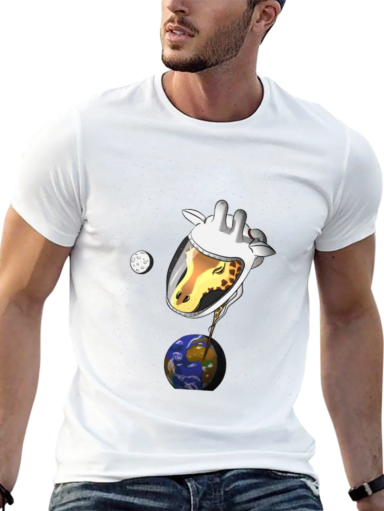 Giraffe Astronaut Graphic T-Shirt