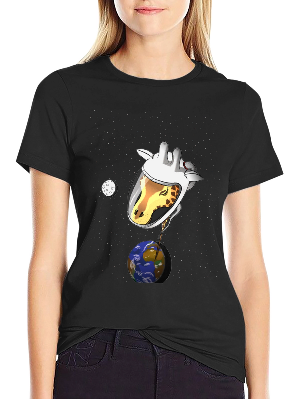 Giraffe Astronaut Graphic T-Shirt