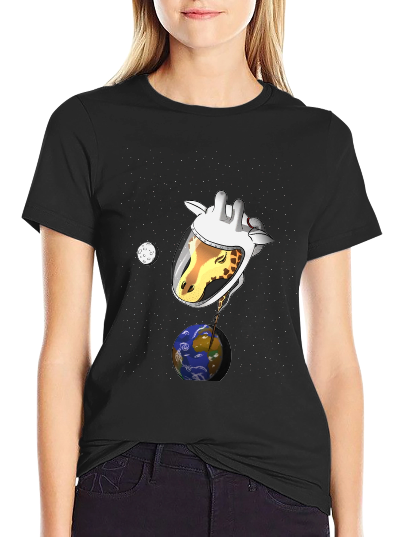 Giraffe Astronaut Graphic T-Shirt