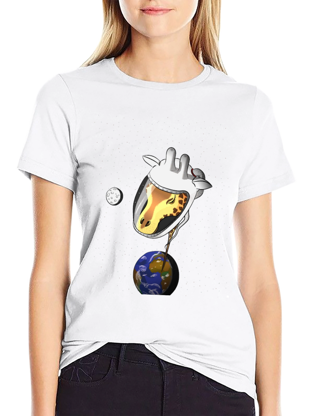 Giraffe Astronaut Graphic T-Shirt