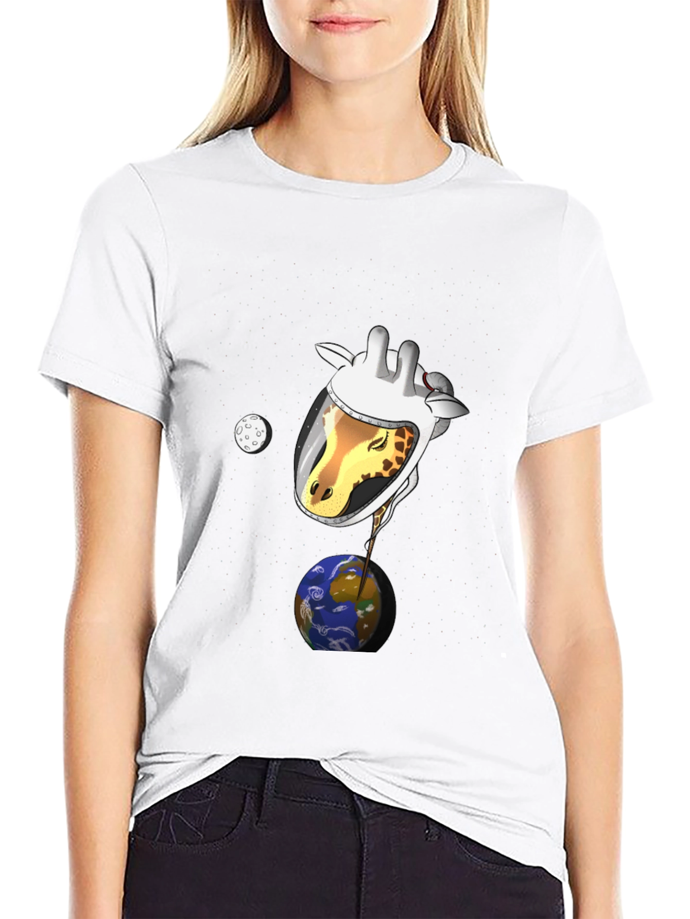 Giraffe Astronaut Graphic T-Shirt