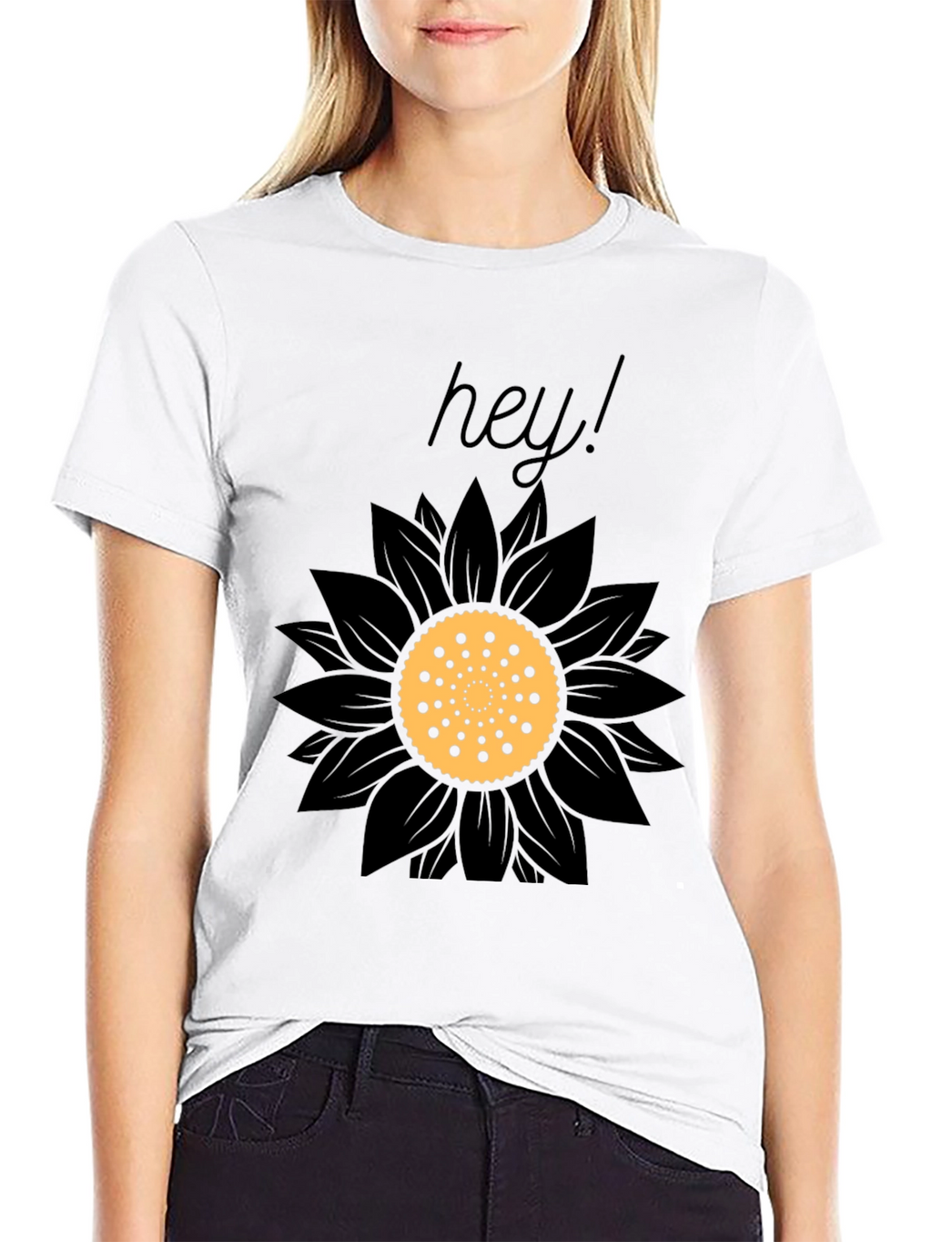 Black Hey Sunflower Graphic Tee