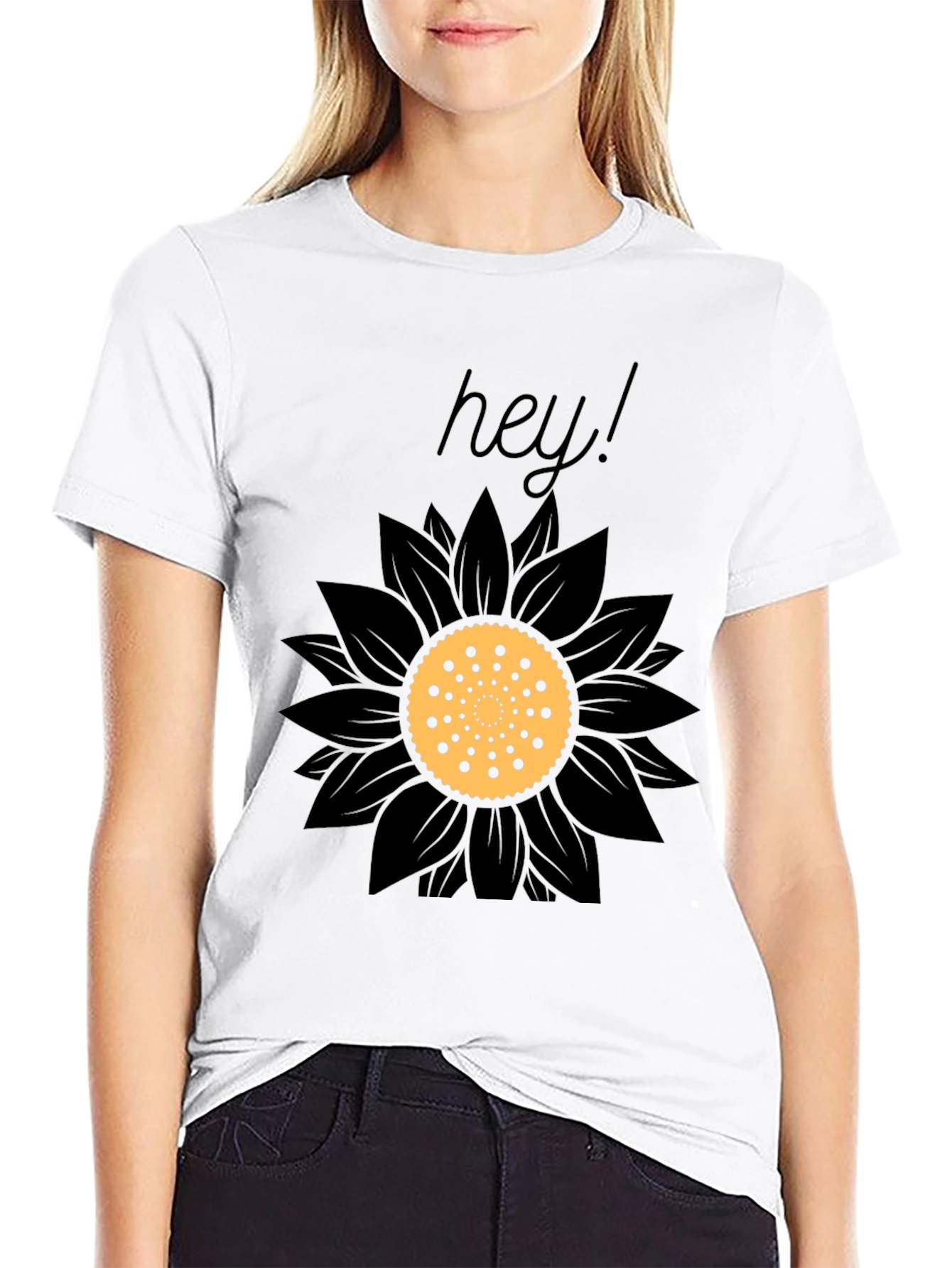 Black Hey Sunflower Graphic Tee