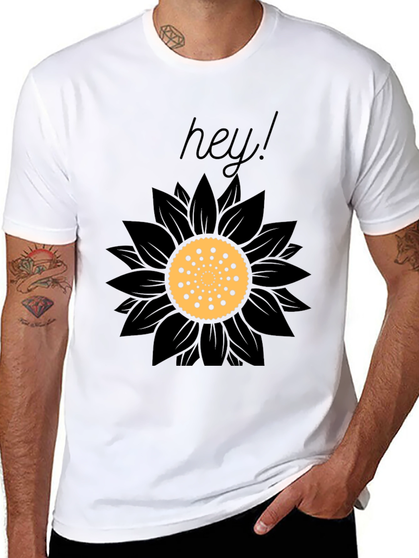 Black Hey Sunflower Graphic Tee