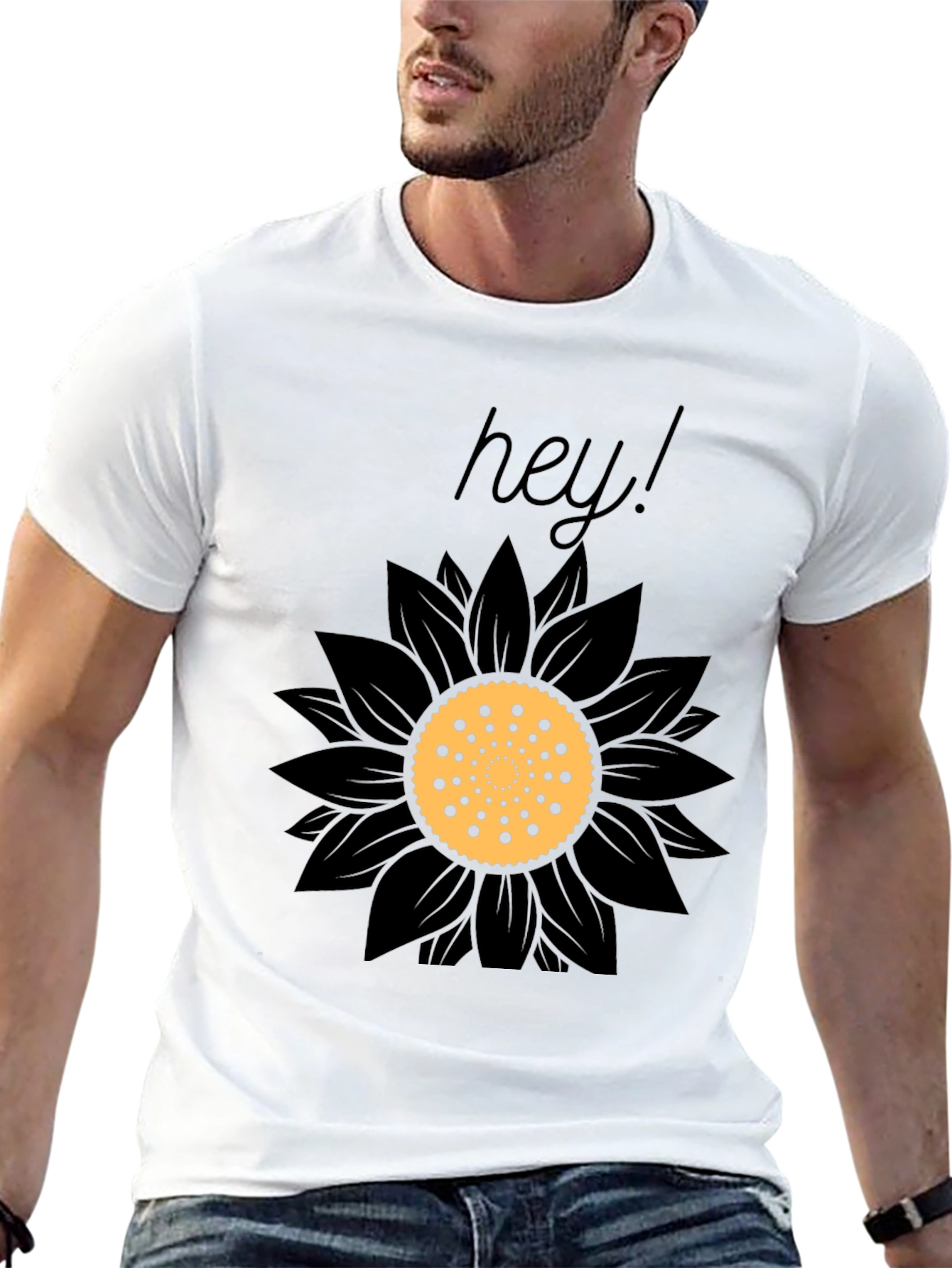 Black Hey Sunflower Graphic Tee