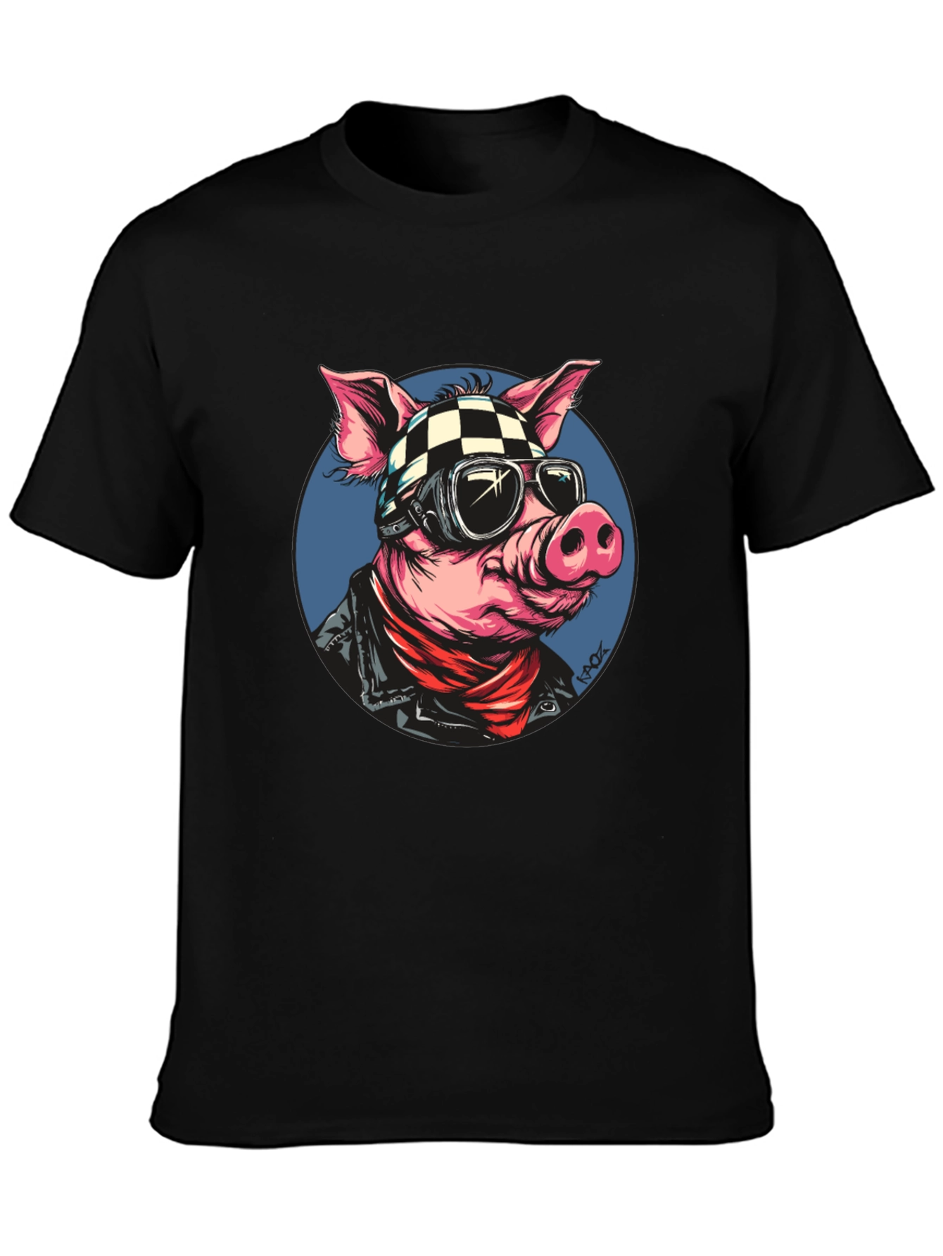 Cool Pig Rider T-Shirt - Black Cotton Tee
