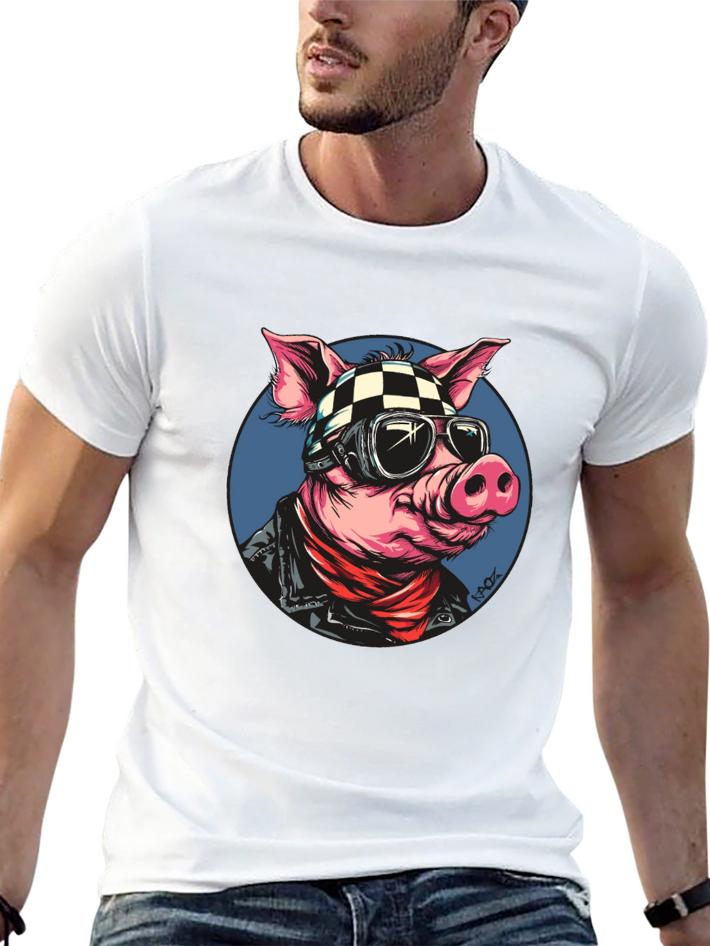 Cool Pig Rider T-Shirt - Black Cotton Tee