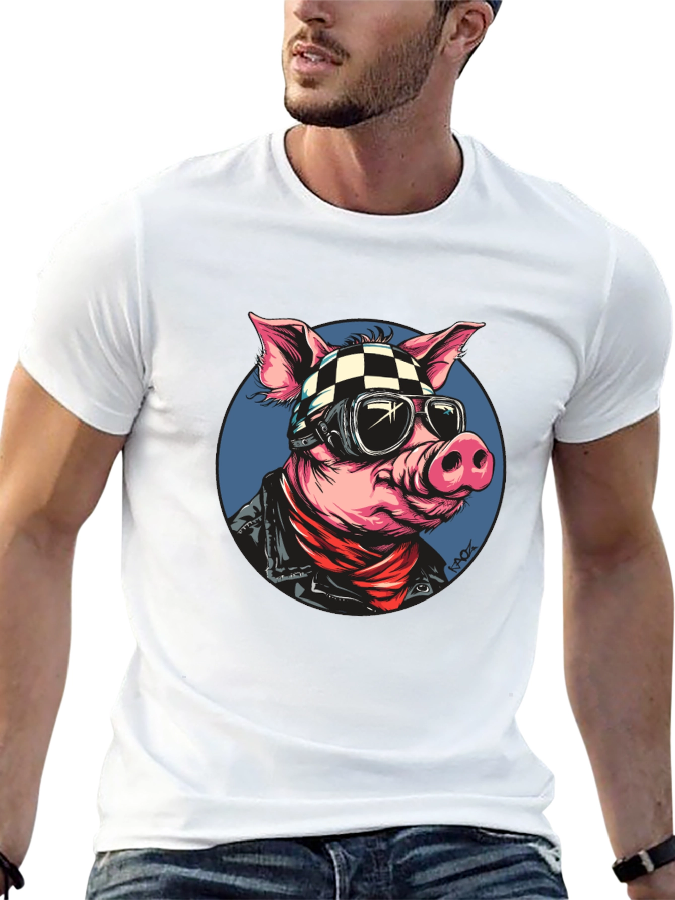 Cool Pig Rider T-Shirt - Black Cotton Tee