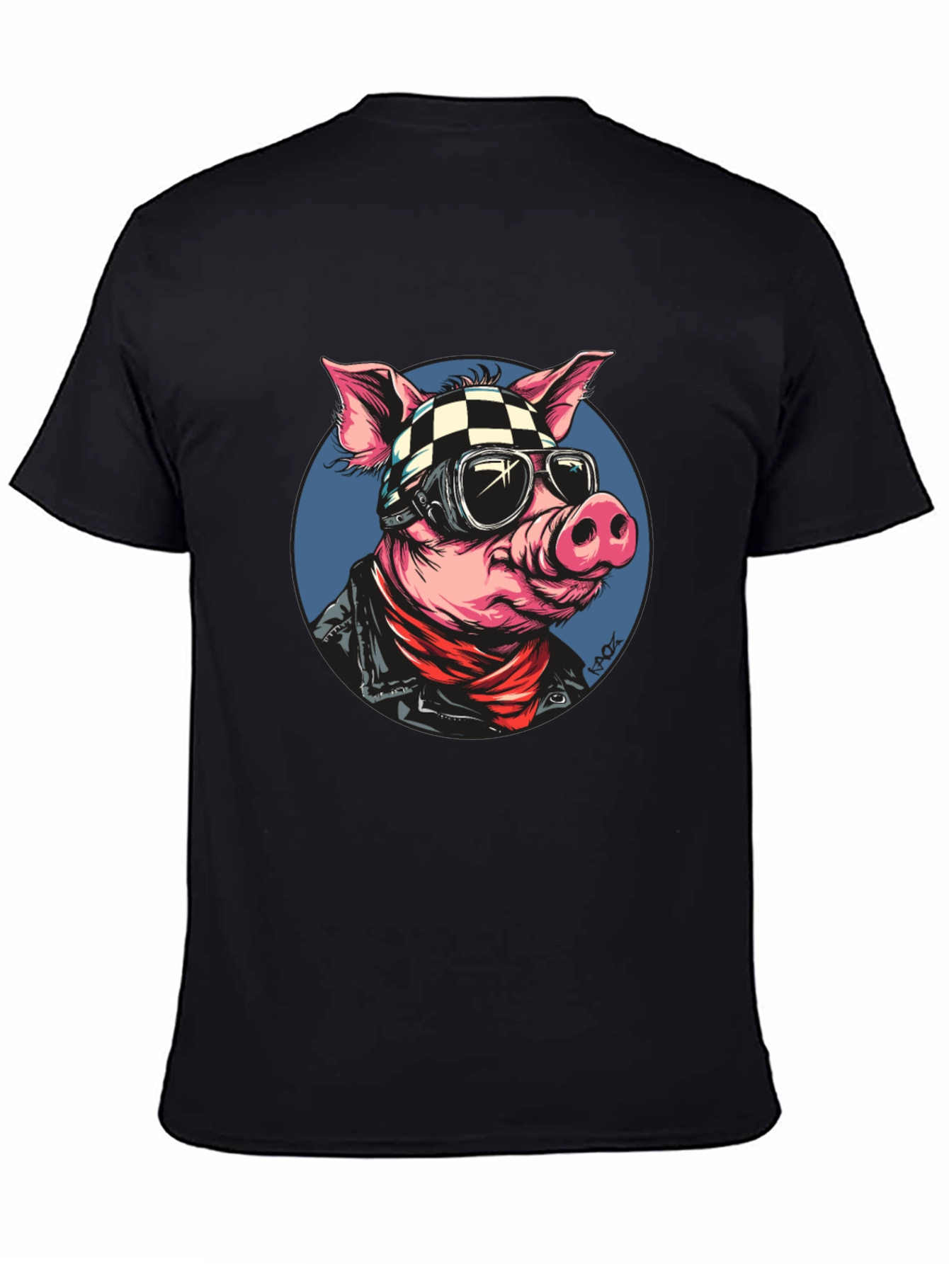 Cool Pig Rider T-Shirt - Black Cotton Tee