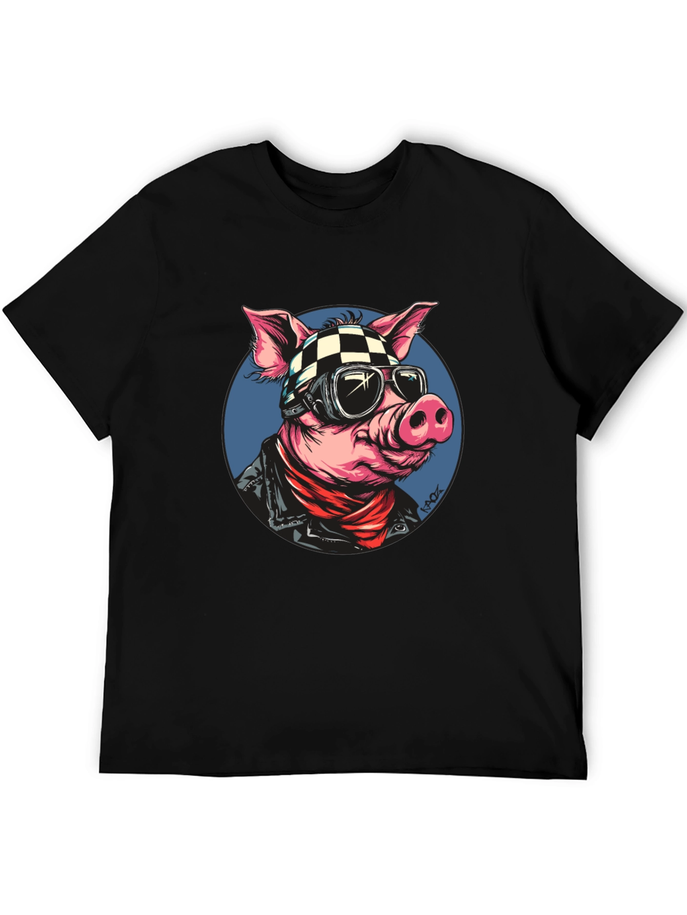 Cool Pig Rider T-Shirt - Black Cotton Tee