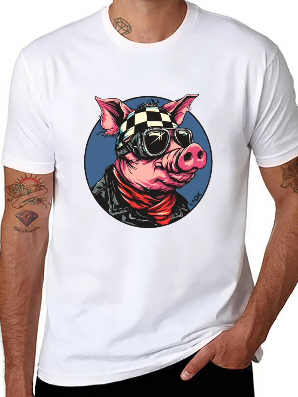 Cool Pig Rider T-Shirt - Black Cotton Tee