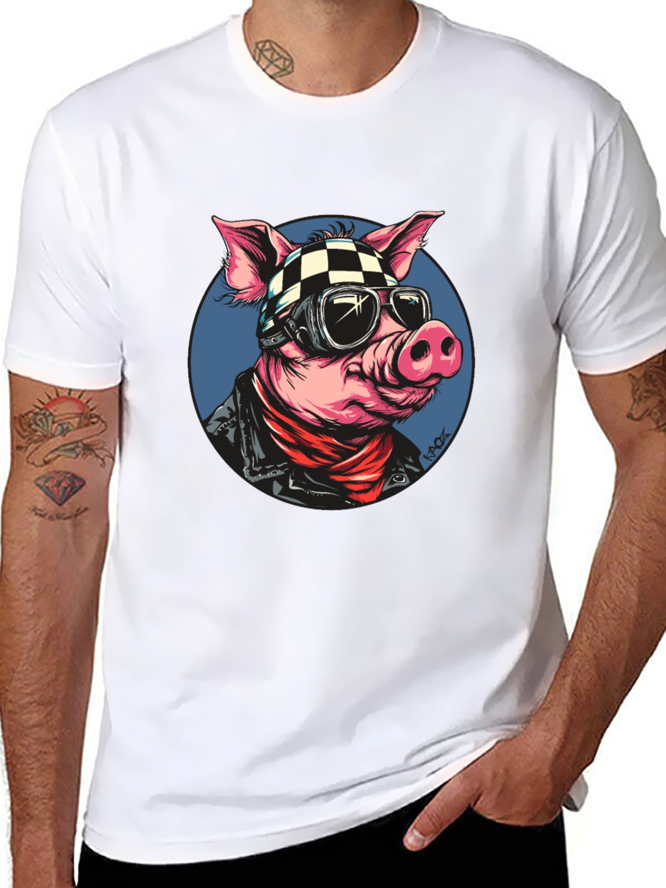 Cool Pig Rider T-Shirt - Black Cotton Tee