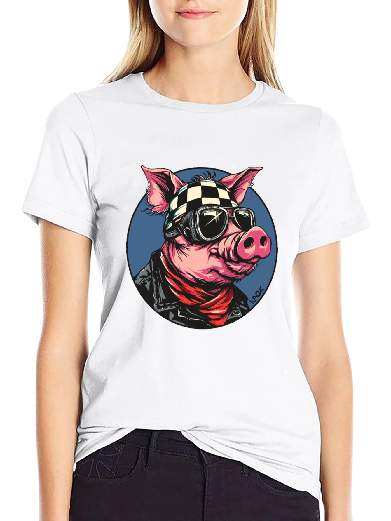 Cool Pig Rider T-Shirt - Black Cotton Tee