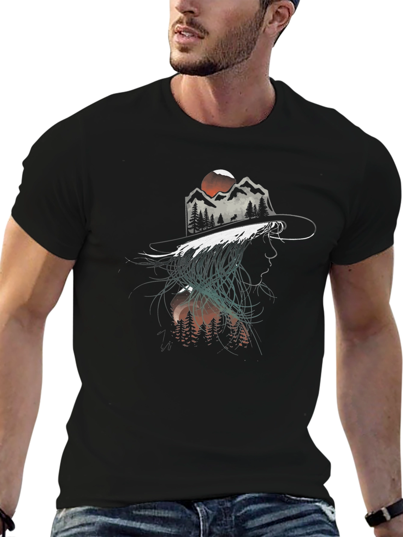 Mountain Silhouette Graphic Tee - Unisex Black T-Shirt