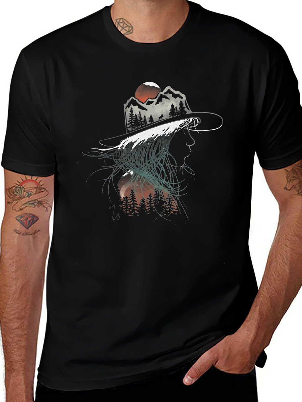 Mountain Silhouette Graphic Tee - Unisex Black T-Shirt