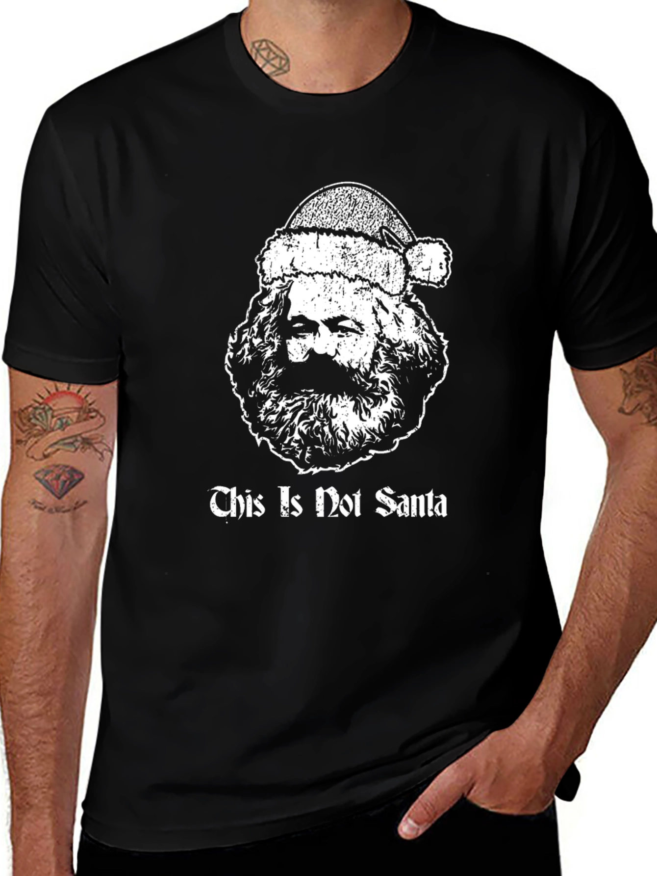 Marx Santa Black T-Shirt -  Holiday Humor Tee