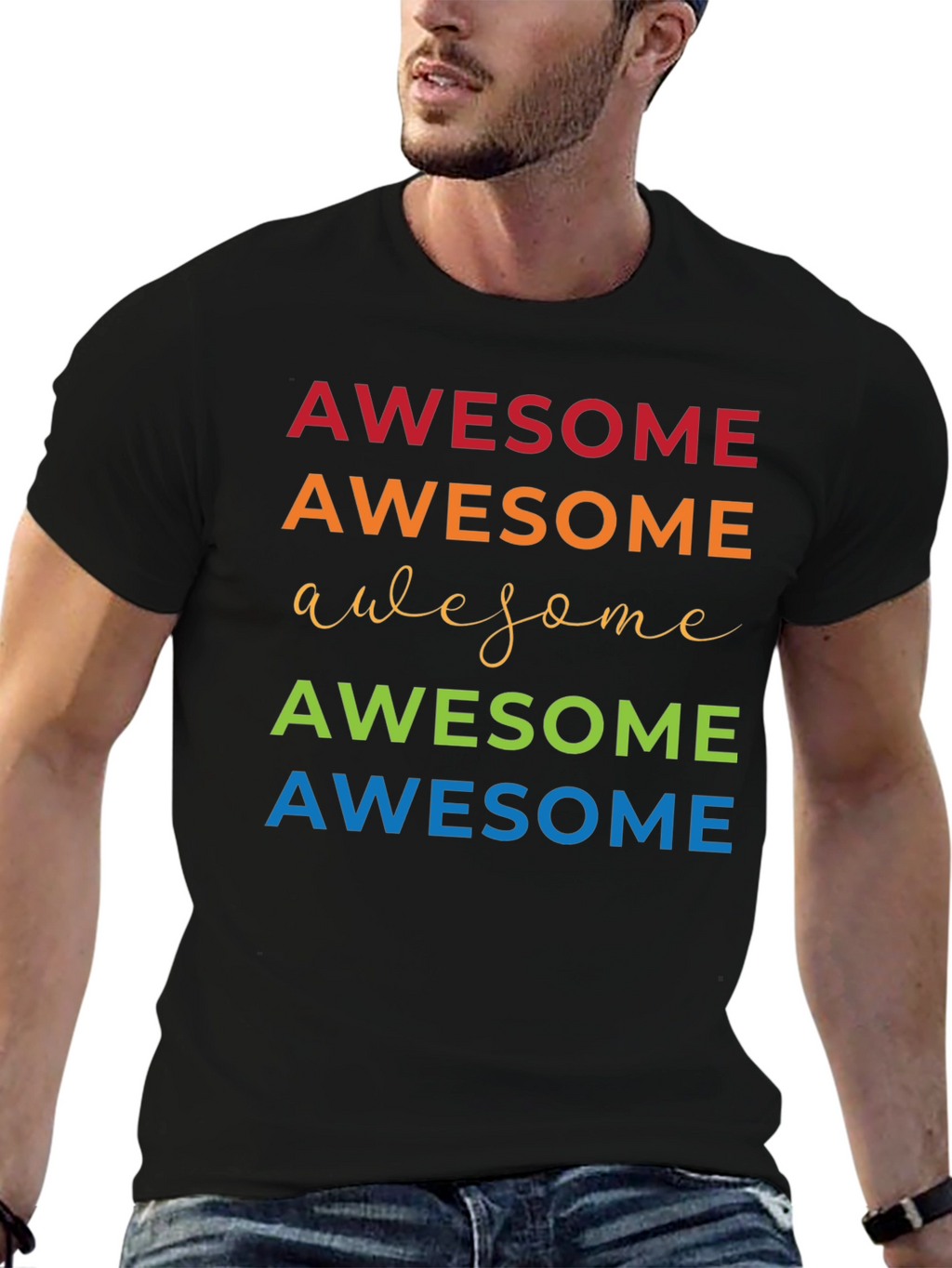 Awesome Graphic Tee - Stylish Mens Black T-Shirt