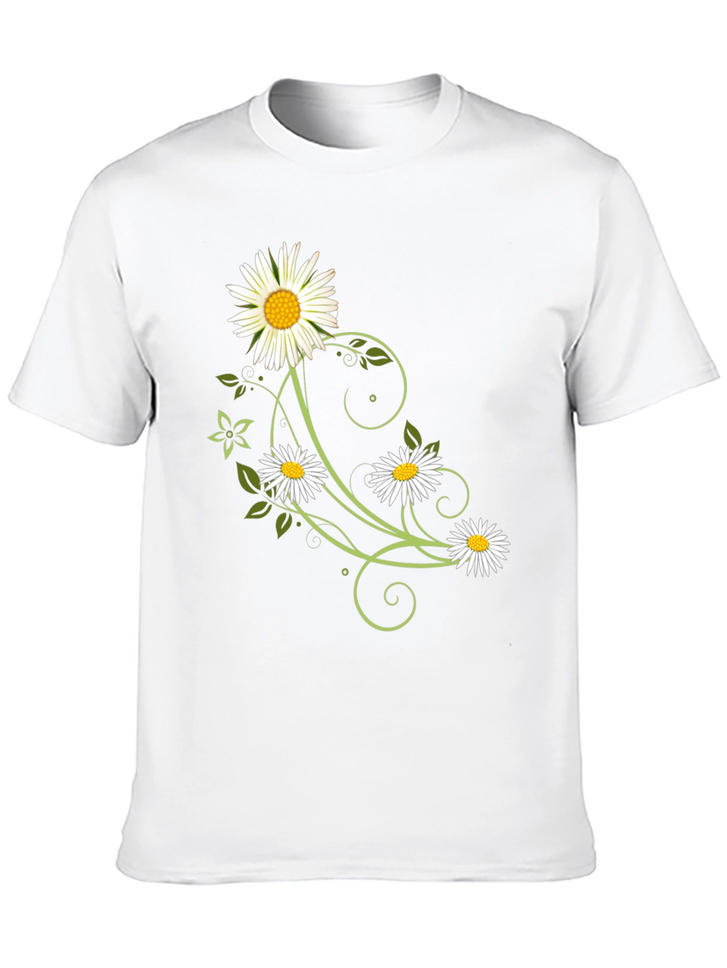 Floral Daisy Graphic Tee - Black Cotton Shirt