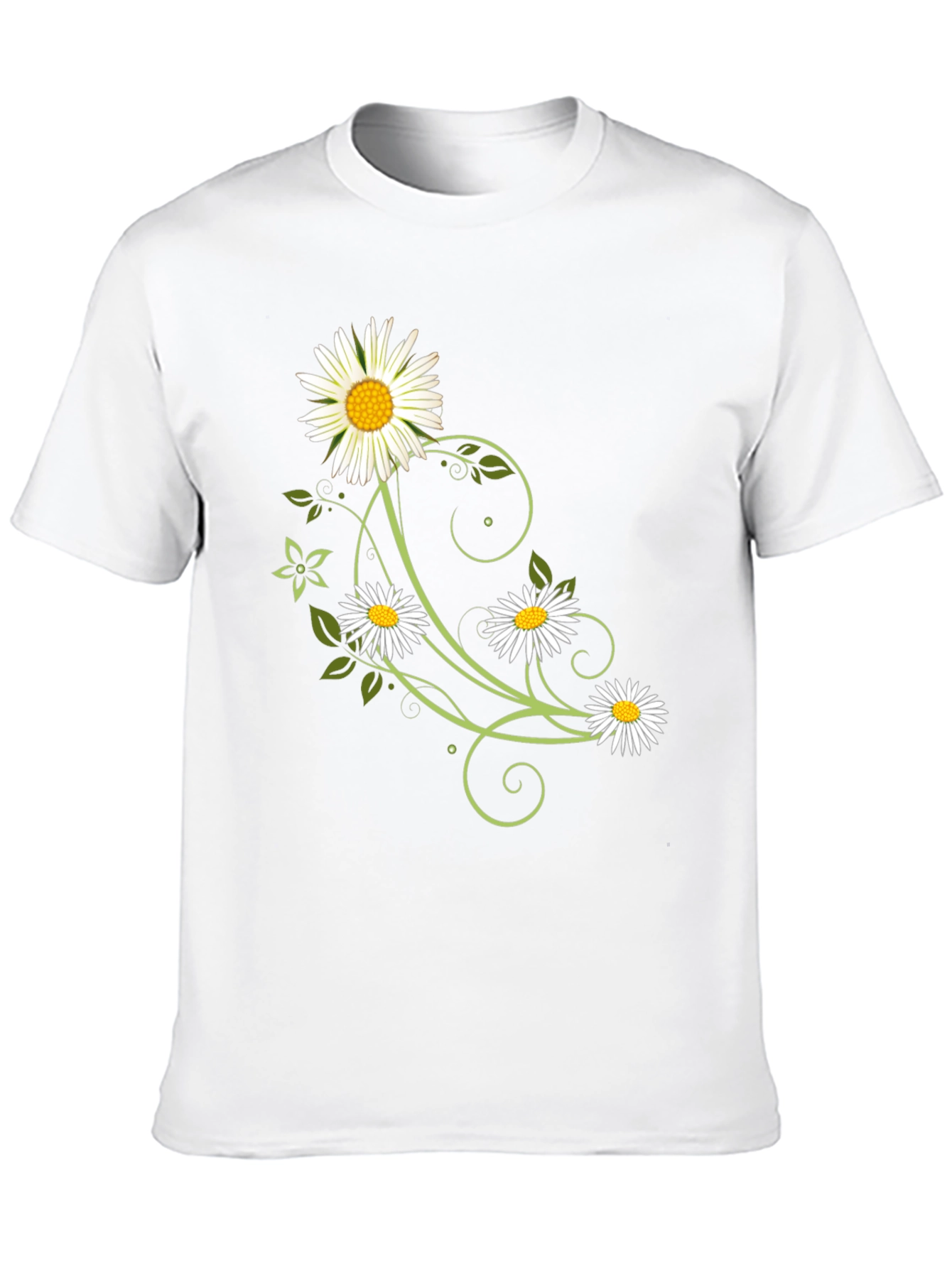 Floral Daisy Graphic Tee - Black Cotton Shirt