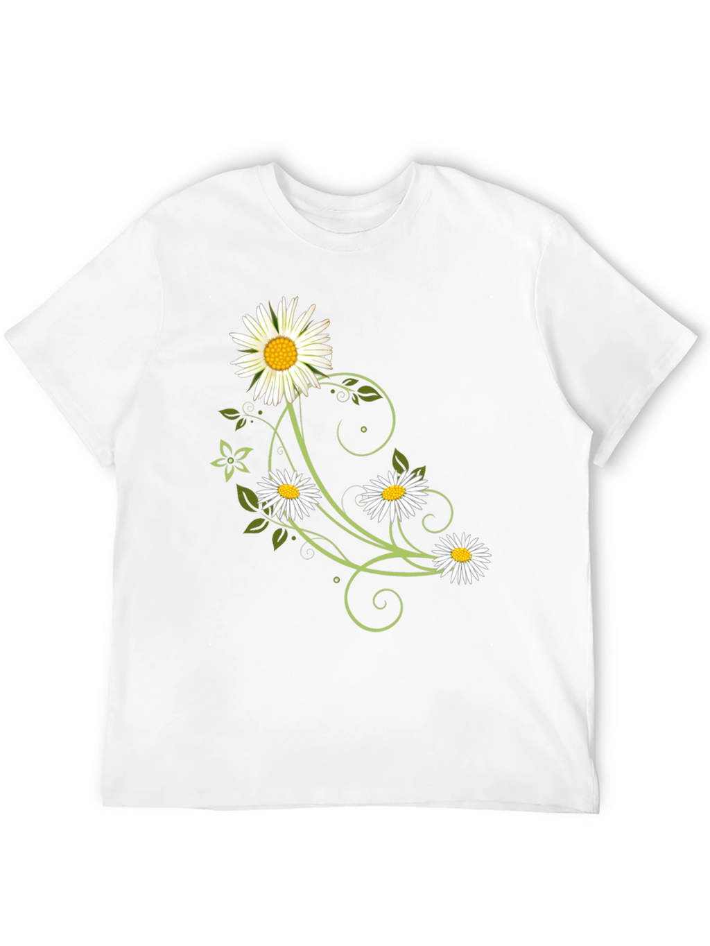 Floral Daisy Graphic Tee - Black Cotton Shirt