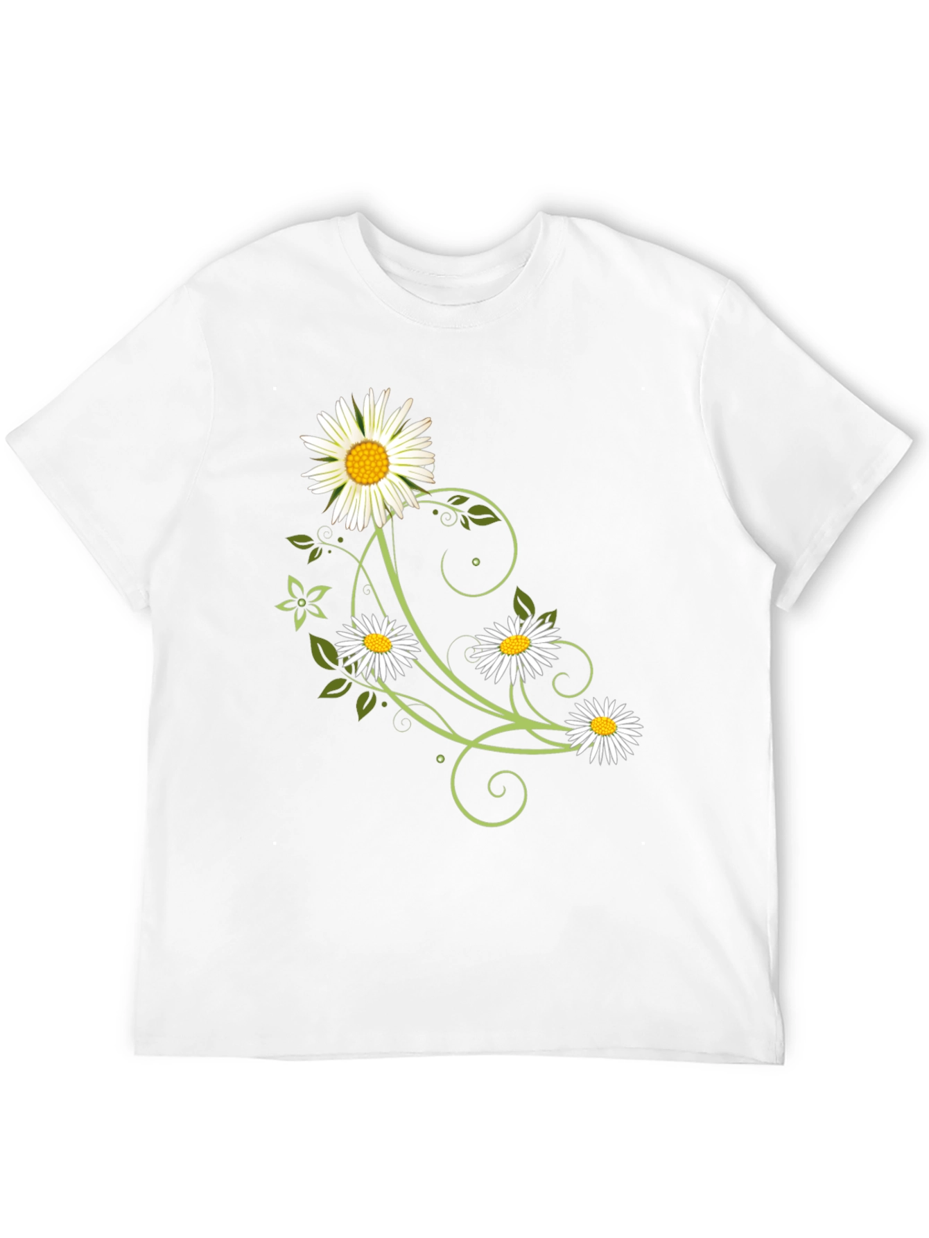 Floral Daisy Graphic Tee - Black Cotton Shirt
