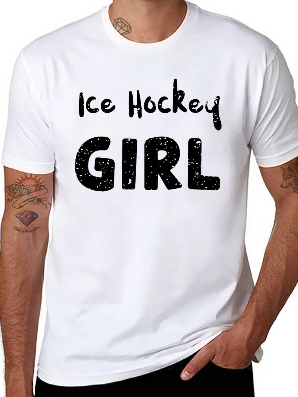 Ice Hockey Girl T-Shirt - Black Cotton Tee