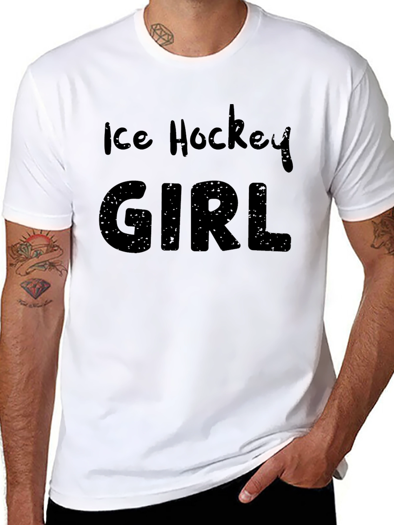 Ice Hockey Girl T-Shirt - Black Cotton Tee