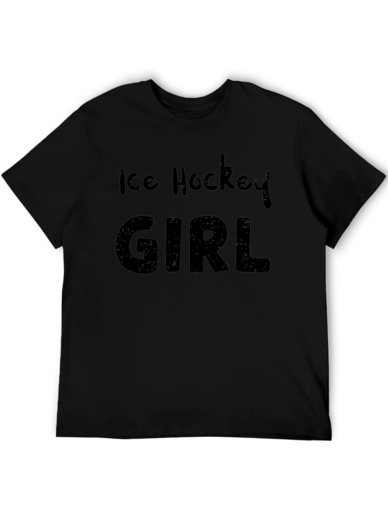 Ice Hockey Girl T-Shirt - Black Cotton Tee