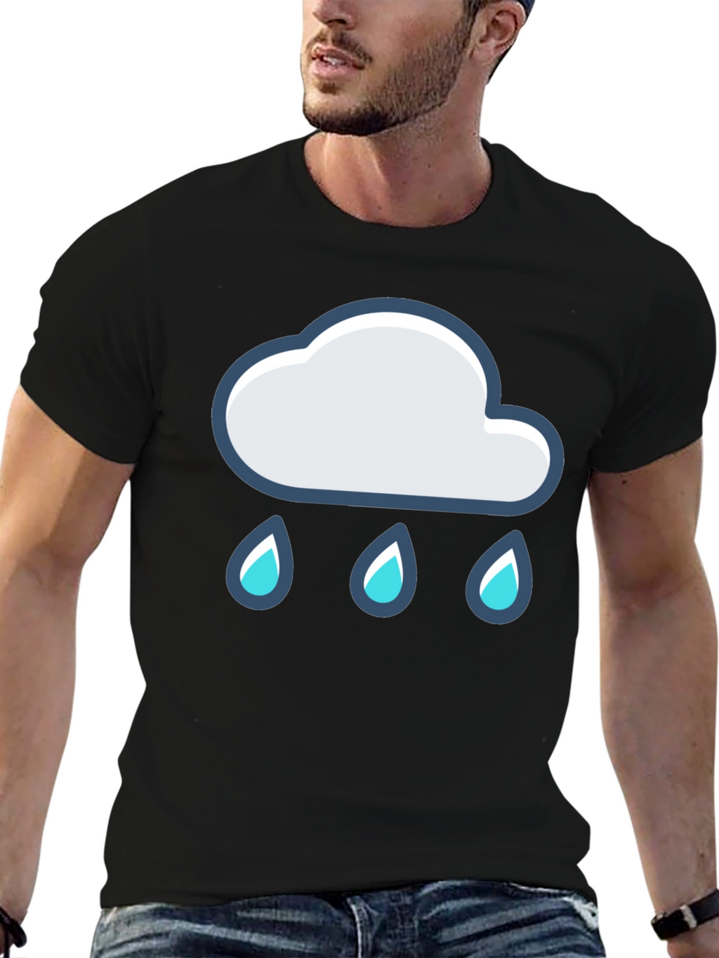 Cloud Rain T-Shirt - Black Cotton Tee