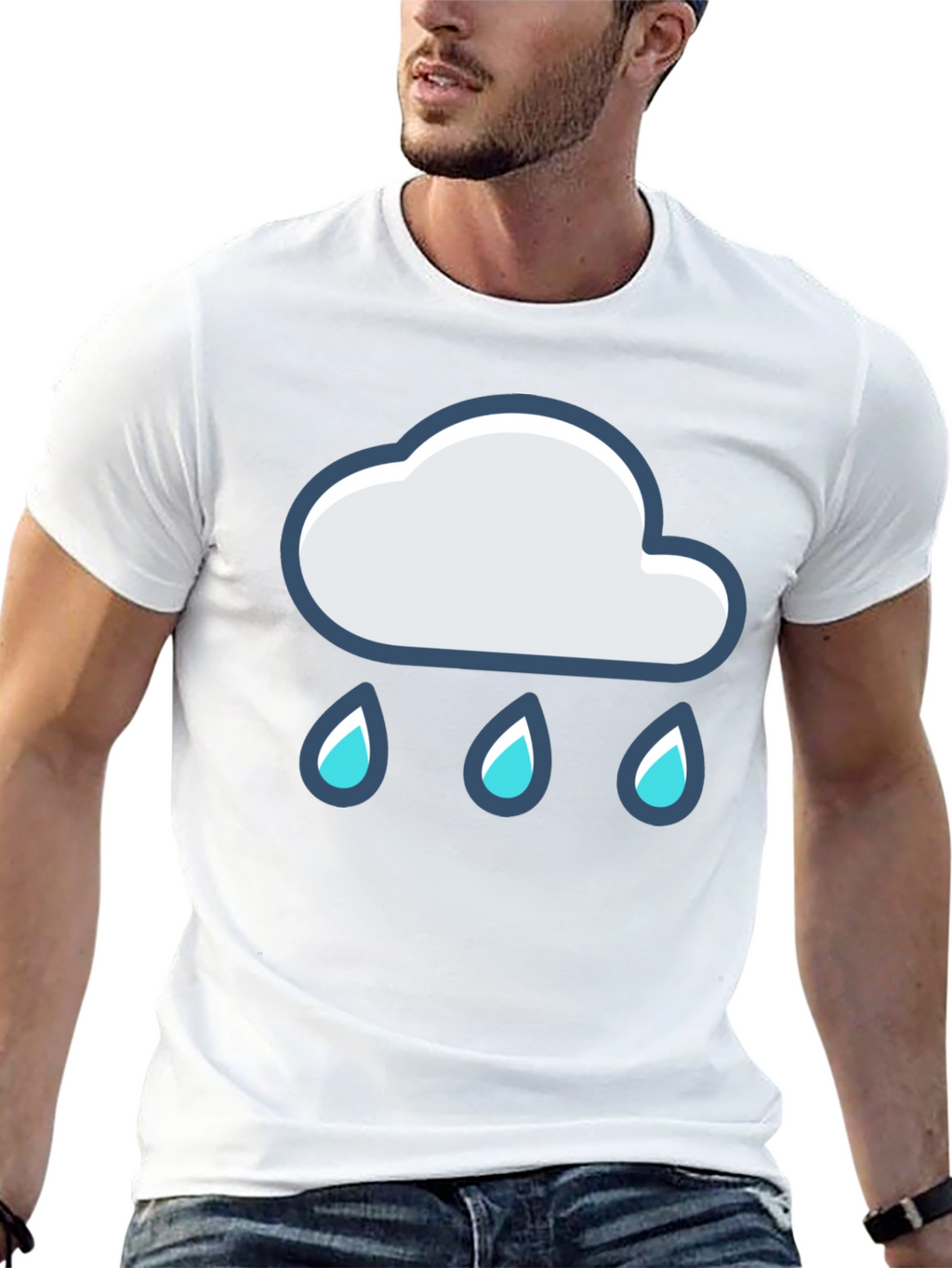 Cloud Rain T-Shirt - Black Cotton Tee