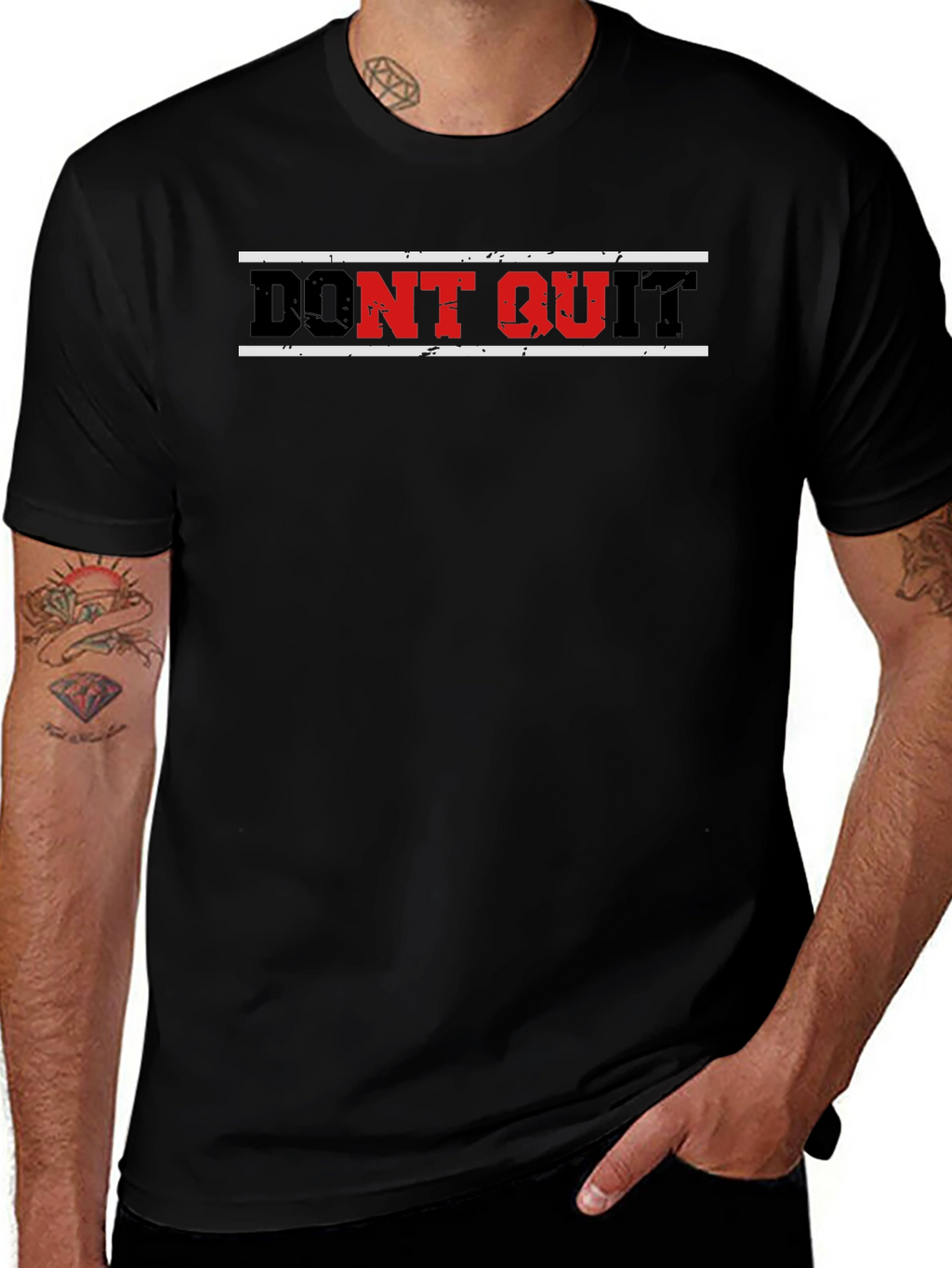 Dont Quit Graphic Print Mens Black T-Shirt