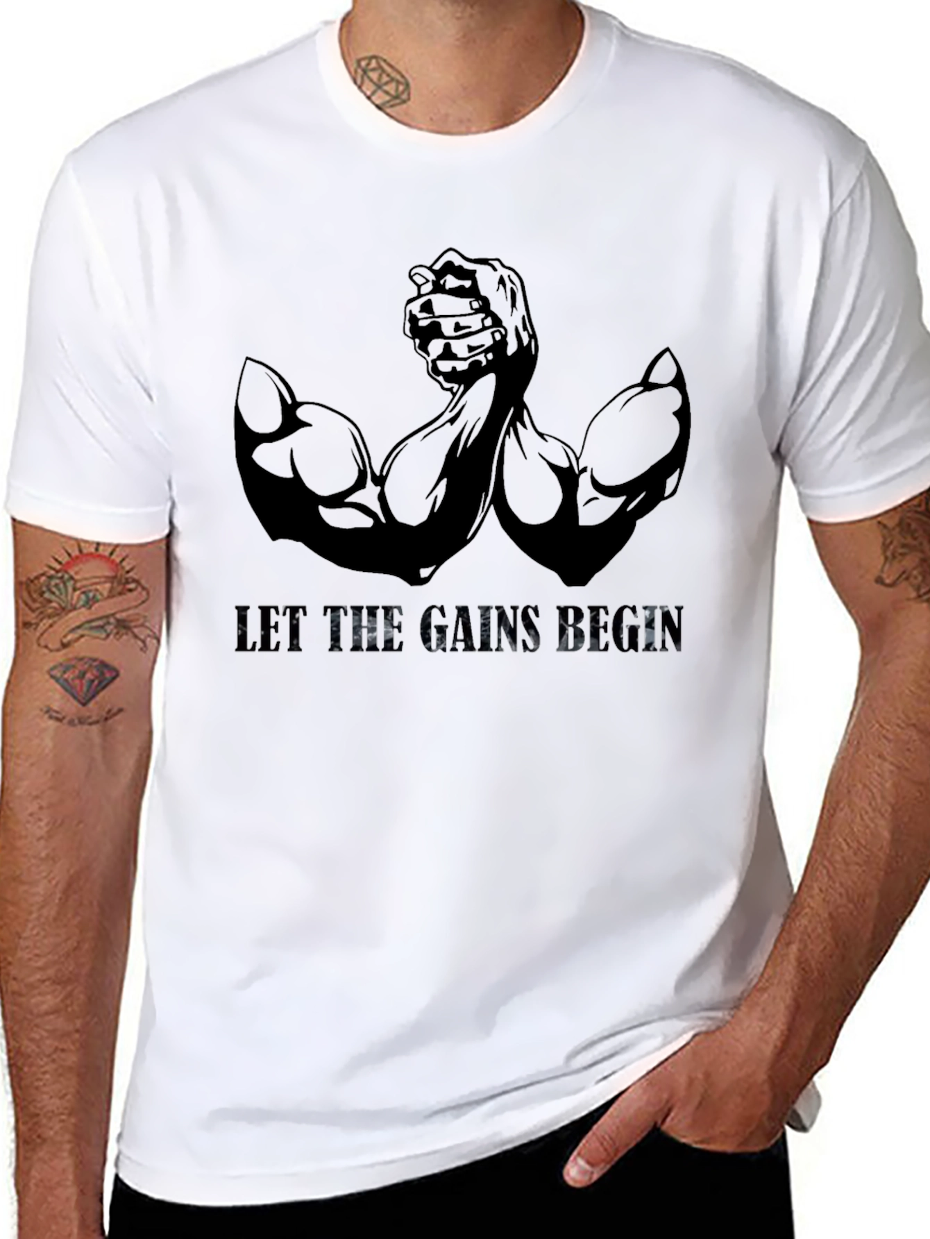 Let The Gains Begin Black T-Shirt Muscle Tee