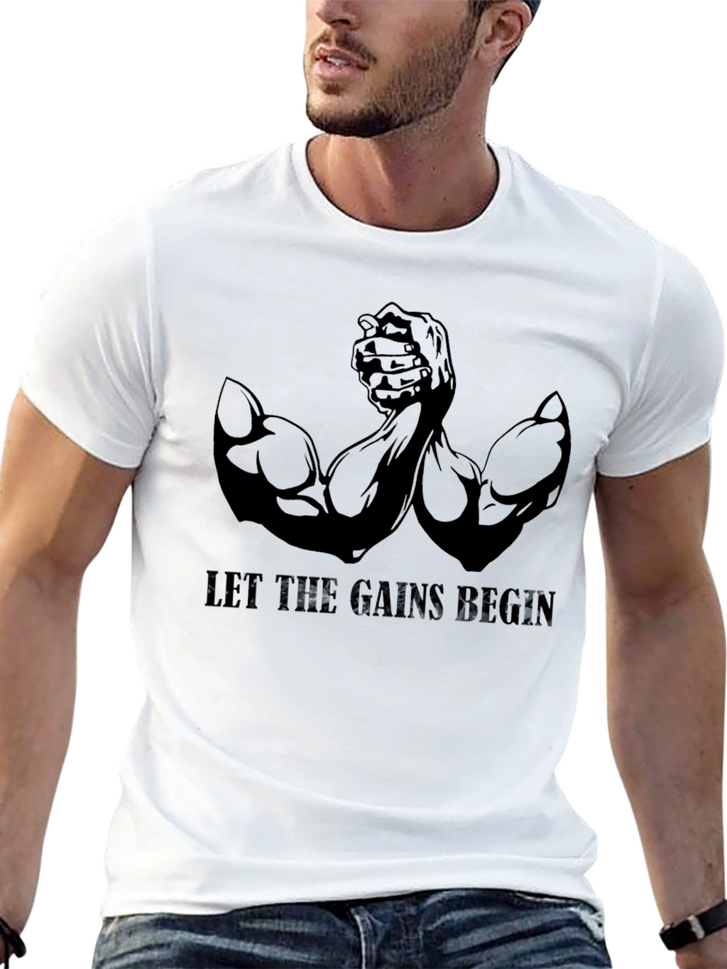 Let The Gains Begin Black T-Shirt Muscle Tee